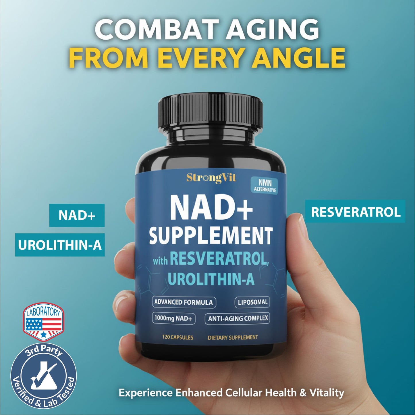 StrongVit NAD Resveratrol Supplement for Women & Men Capsule, 120 Count