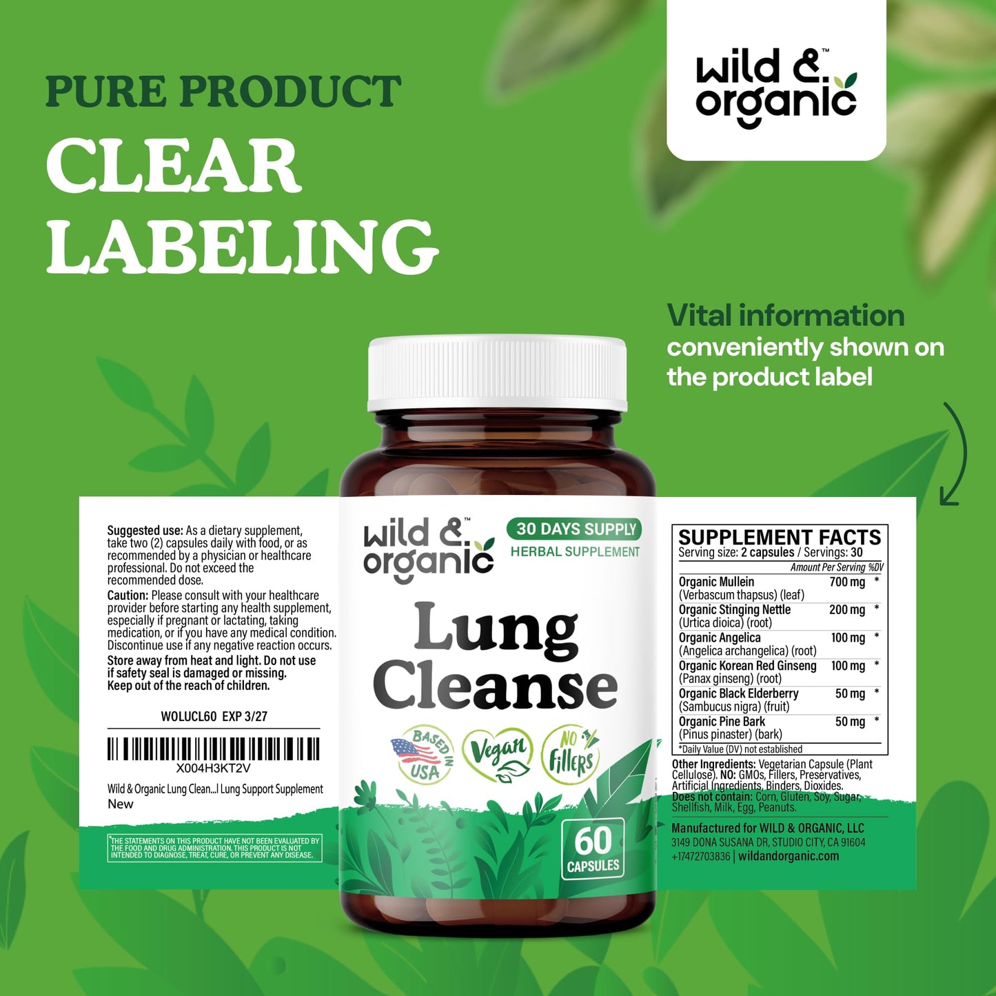 Wild & Organic Lung Cleanse Capsule, 60 Count