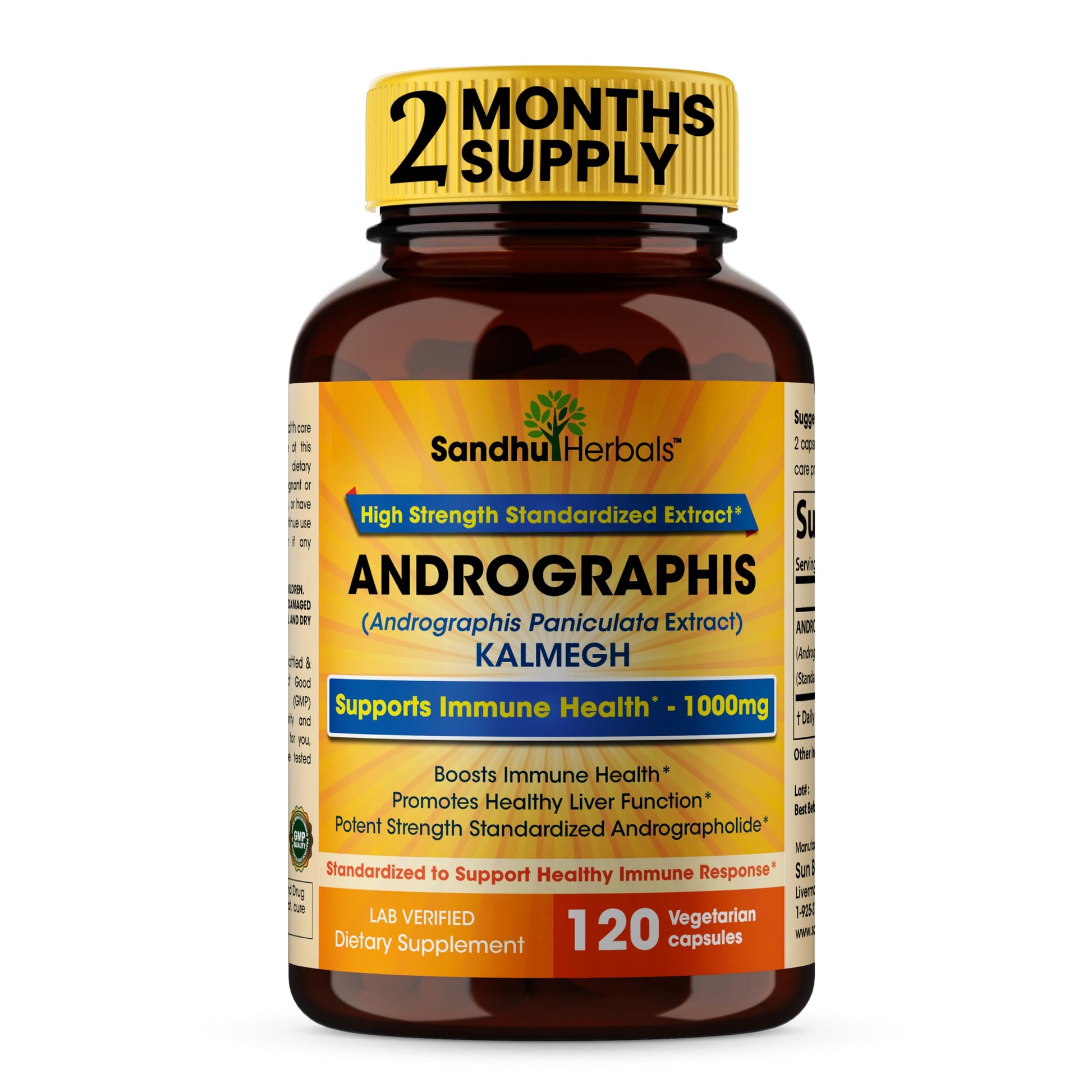SANDHUHERBALS Andrographis Paniculata Kalmegh Capsules 120 Count
