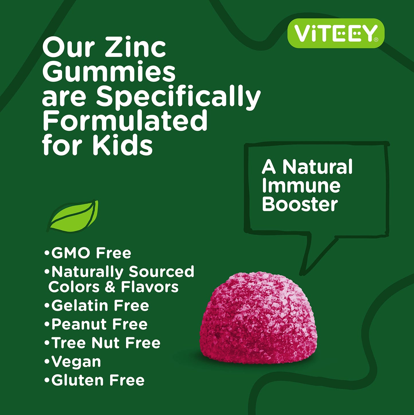 Viteey Zinc for Kids 25mg Gummy, 120 Count