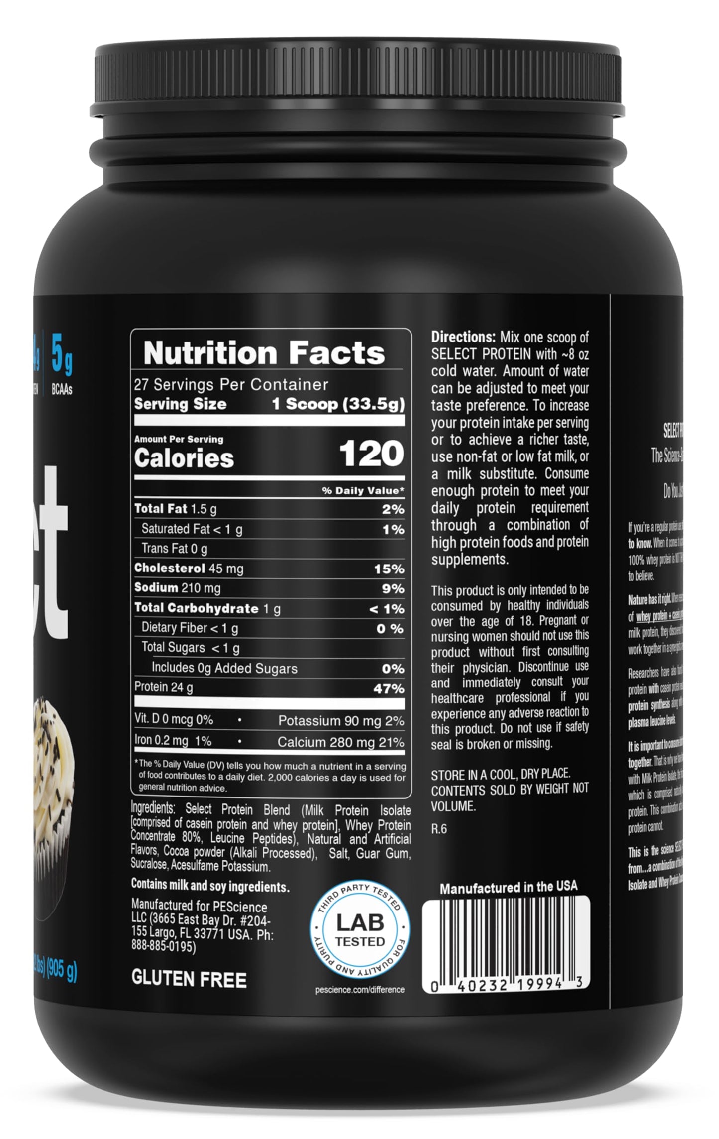 PEScience Select Protein Powder, Whey and Casein Blend, 27 Servings