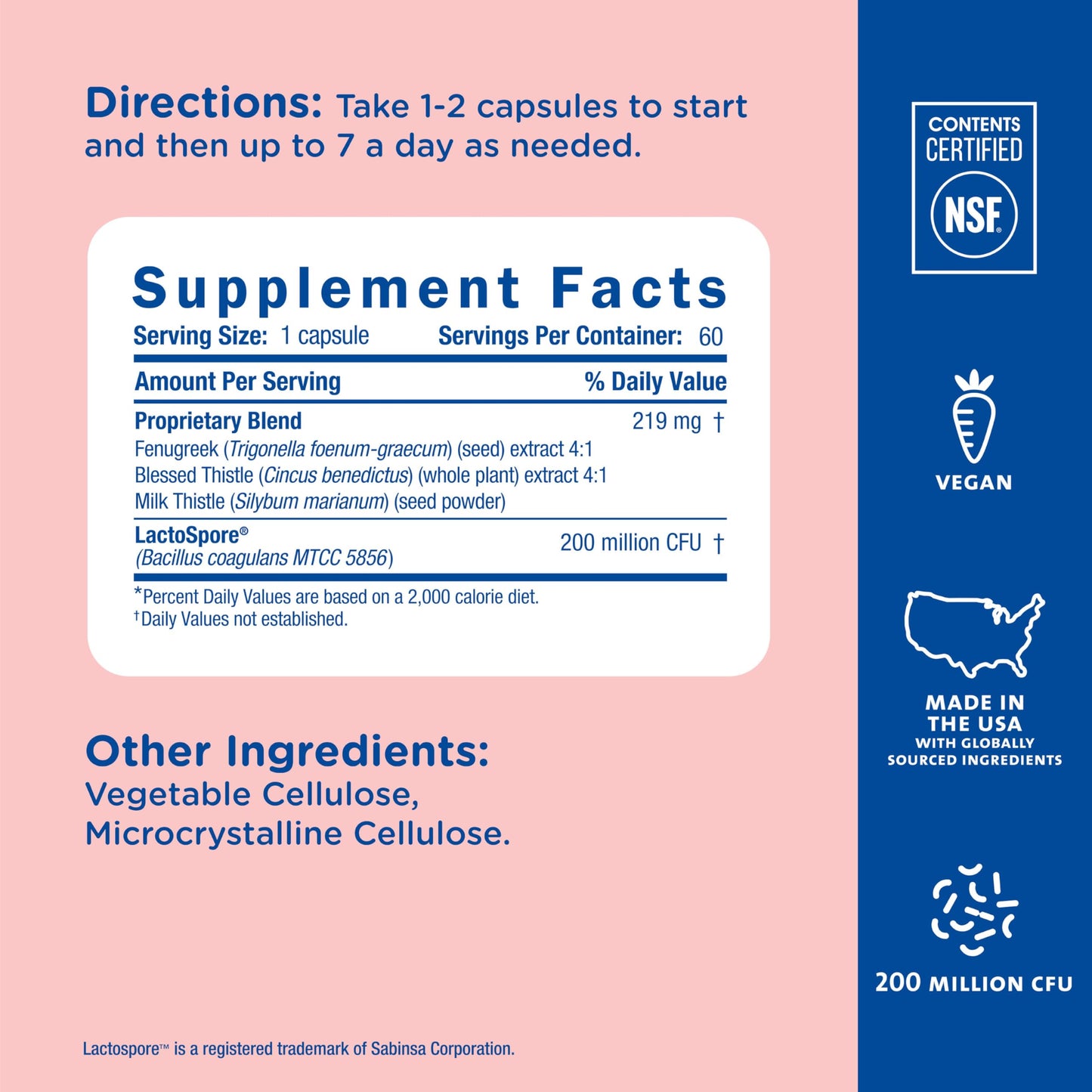 Mommy's Bliss Postnatal Lactation Support Supplement with Probiotics Capsule 60 Count