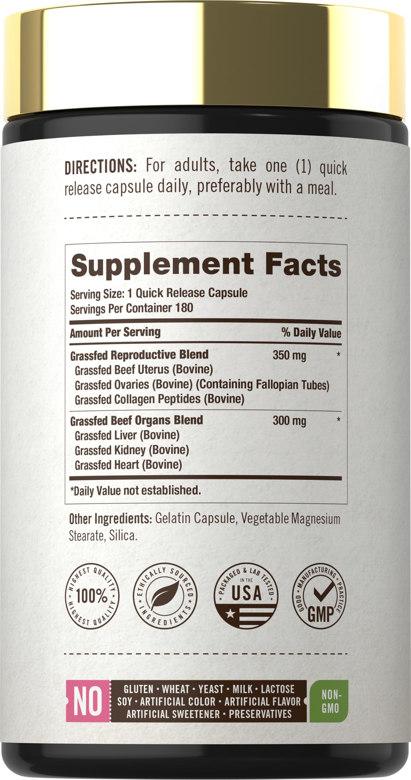 Carlyle Beef Organ Supplement for Women 180 Capsules