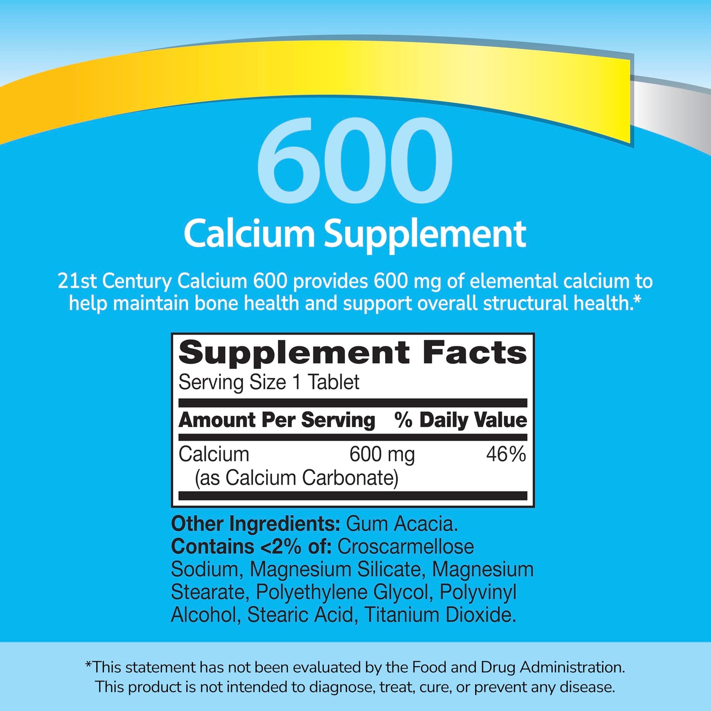 21st Century Calcium 600mg, Bone Strength Support, 400 Tablets
