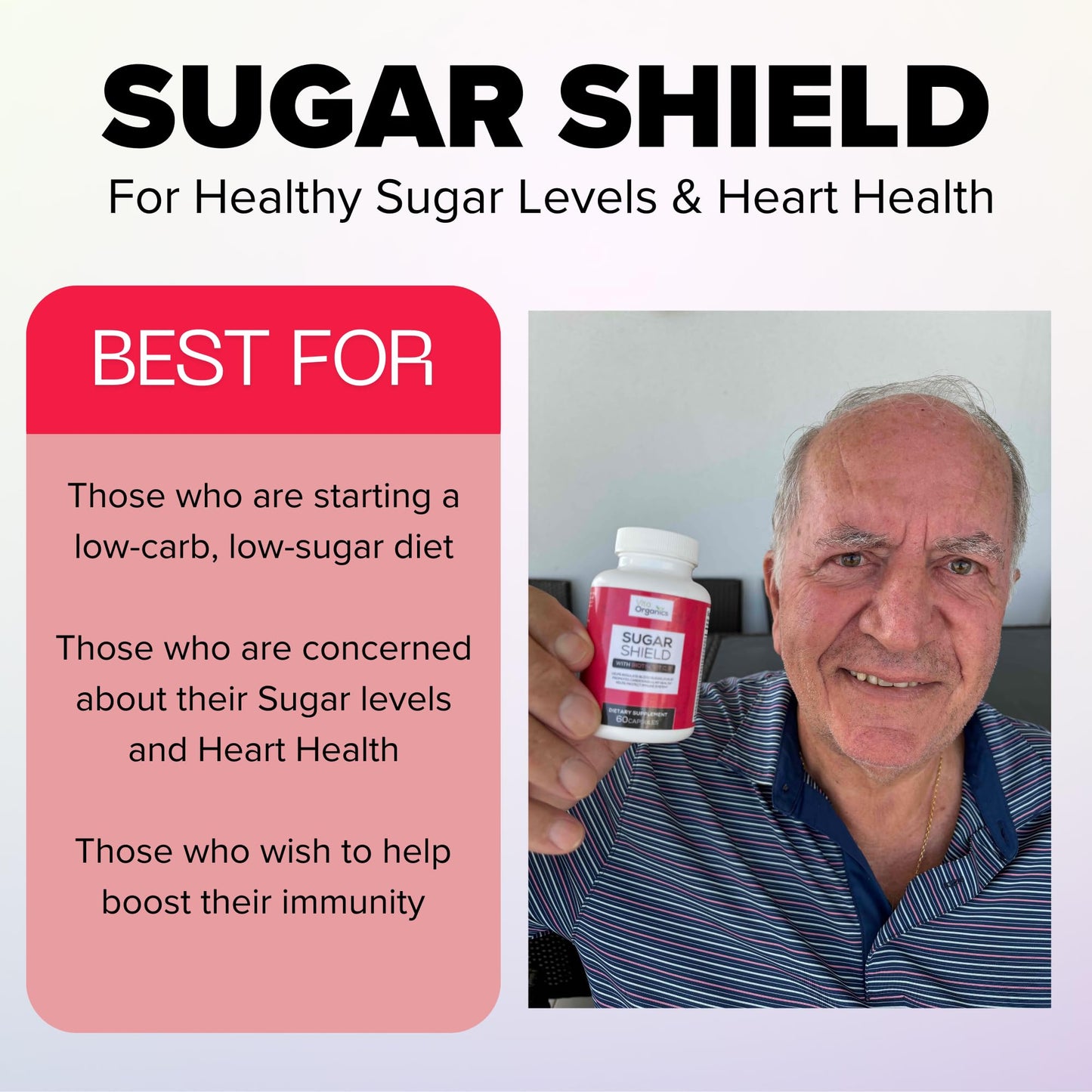 Vita Organics Sugar Shield Veggie Capsules, 360 Capsules