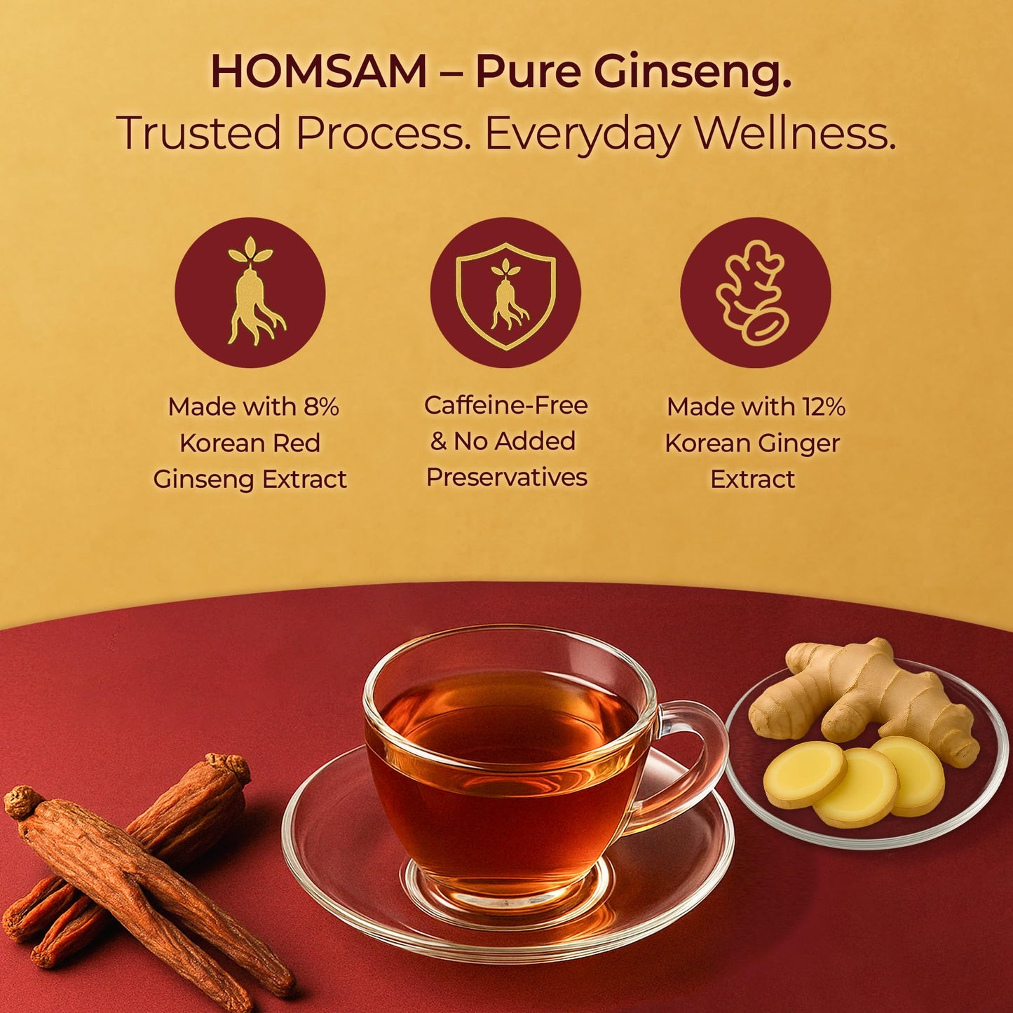 SAMSIDAE Korean Red Ginseng with Ginger Tea Powder 5.29 Ounce