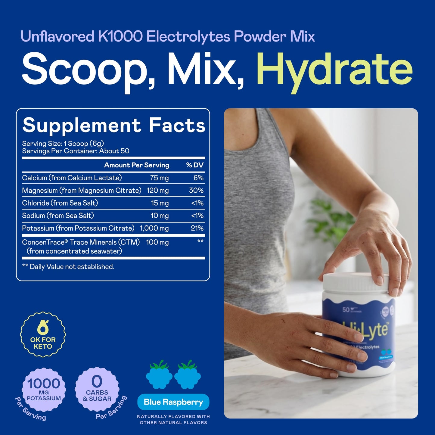Hi-Lyte K1000 Blue Raspberry Electrolytes Powder 10.5
