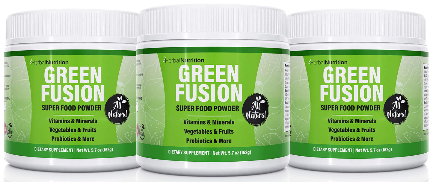 Herbal Nutrition Greens Powder Superfood Fruits & Vegetables Blend Probiotics & More, 3-Pack
