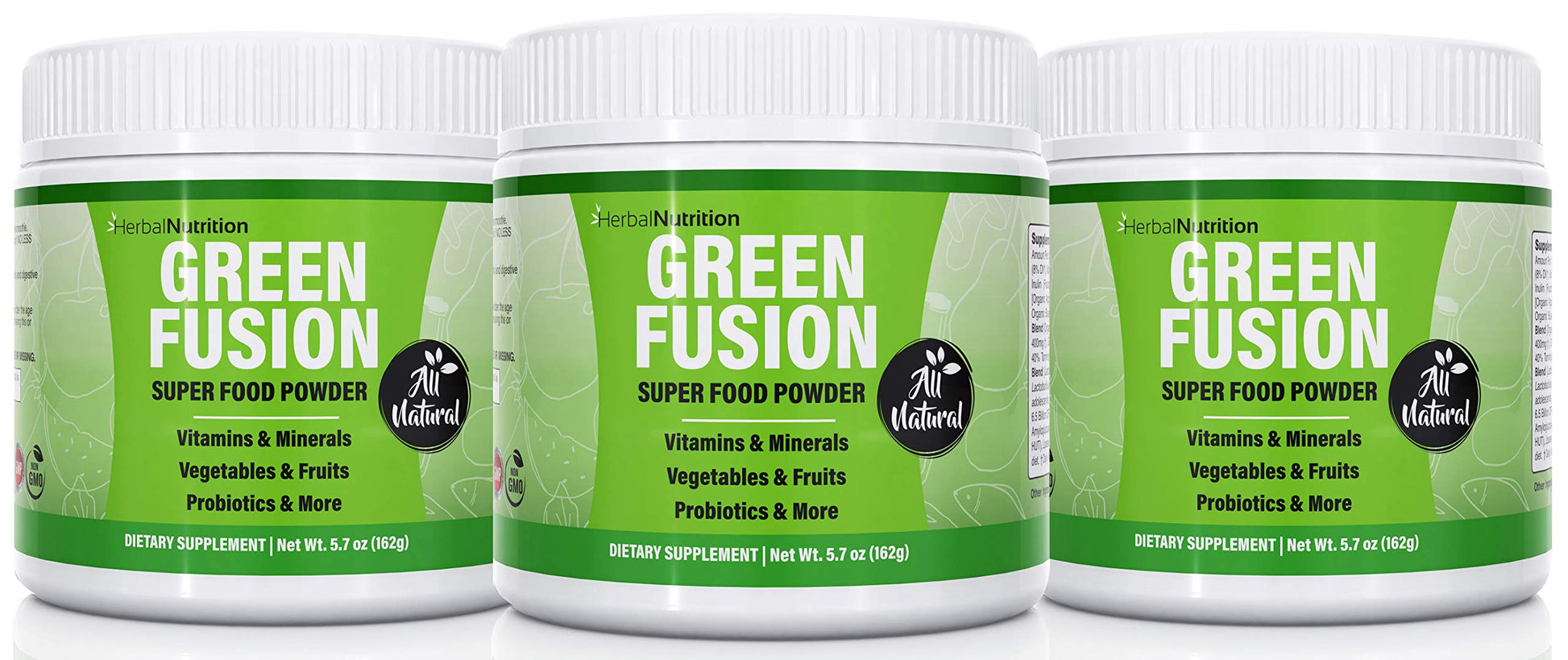 Herbal Nutrition Greens Powder Superfood Fruits & Vegetables Blend Probiotics & More, 3-Pack