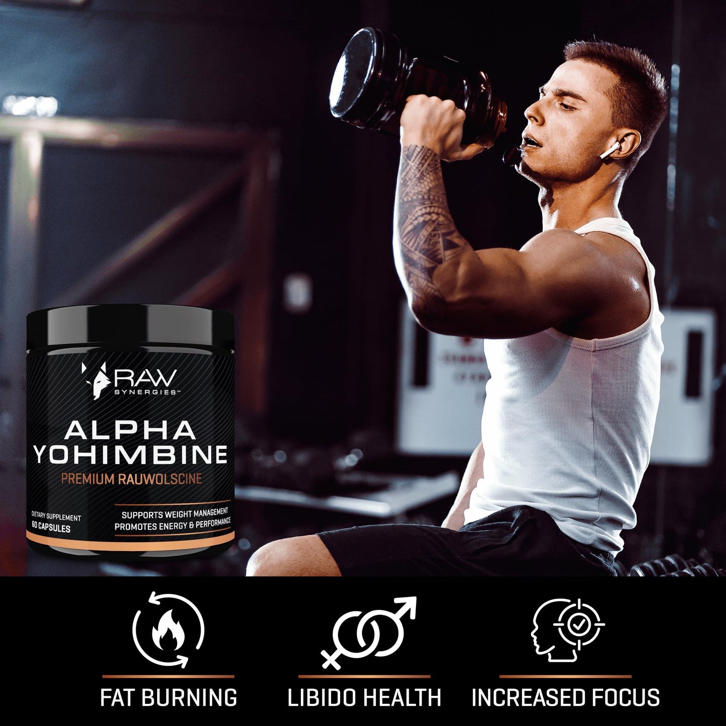 Team Six Supplements Alpha Yohimbine Yohimbe Bark Fat Burner Weight Loss Pills That Work Fast 60 Capsules