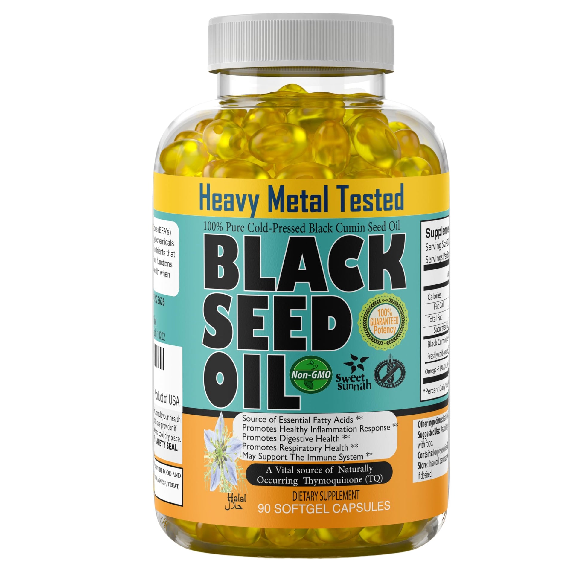 Sweet Sunnah Black Seed Oil Capsules 1000mg Softgels, 90 Count