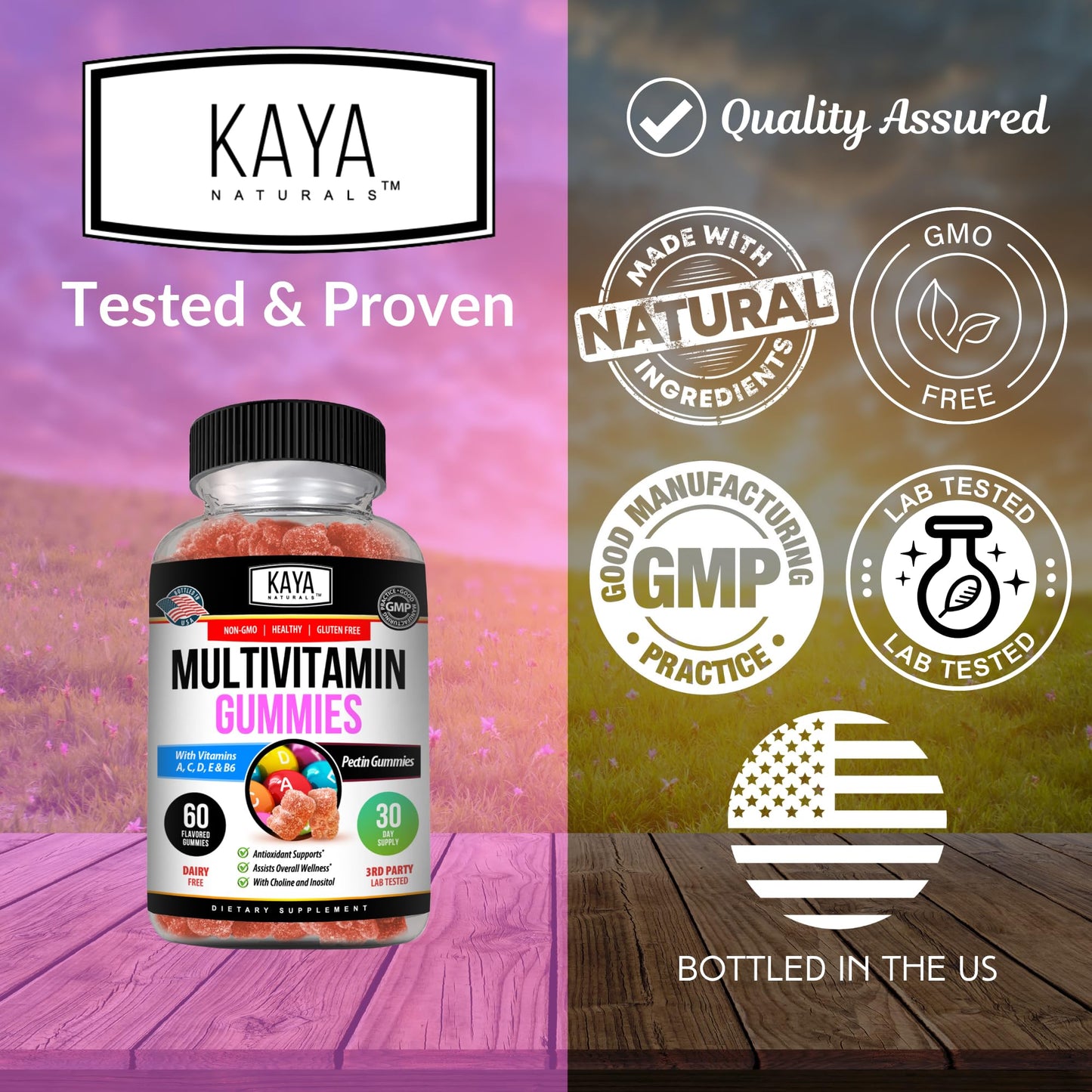 Kaya Naturals Adult Multivitamin Gummy, 60 Gummies