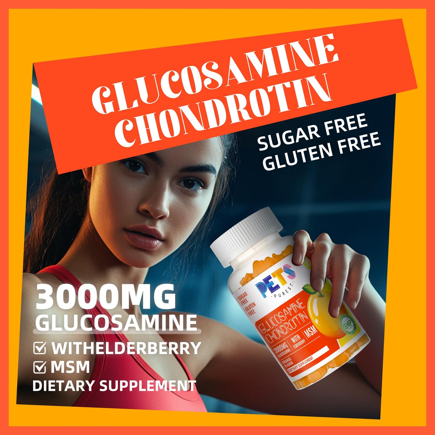 Pets Purest Glucosamine Chondroitin Gummies with MSM & Elderberry Extra Strength 60 Gummies