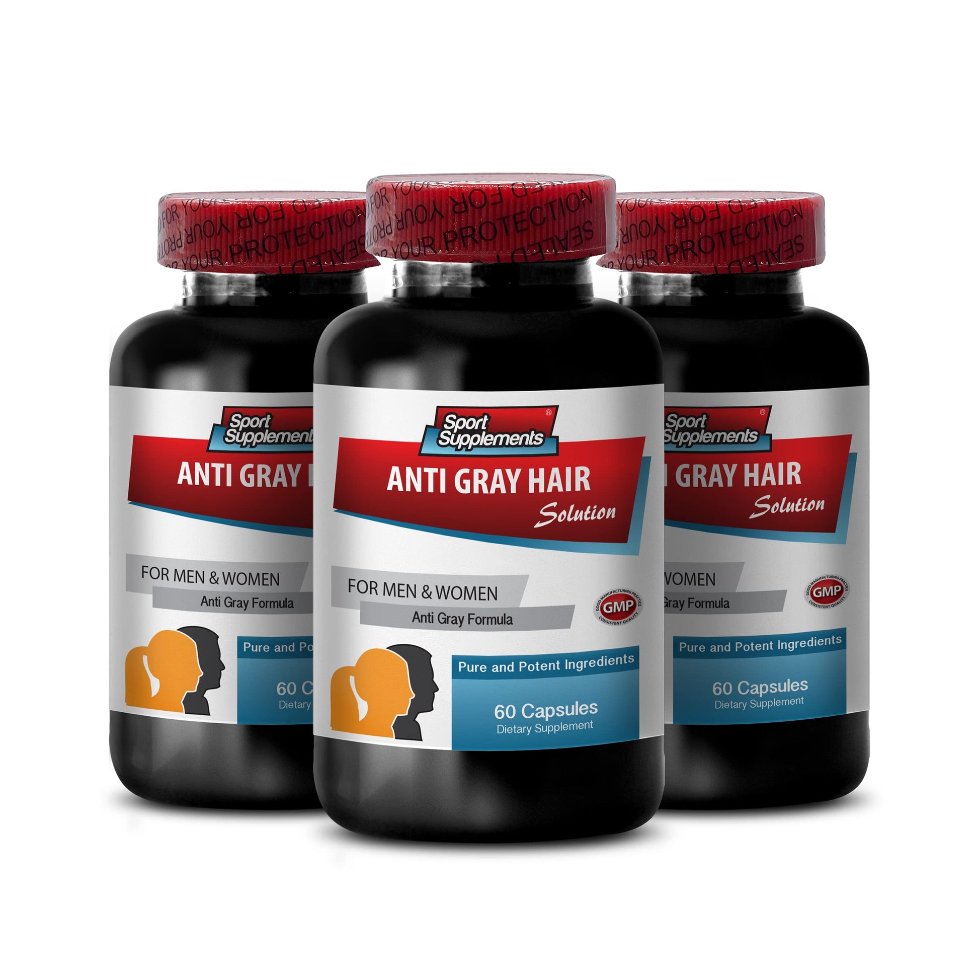 Sport Supplement Biotin Zinc Anti Gray Hair Hair Solutions for Men Capsule, 180 Capsules
