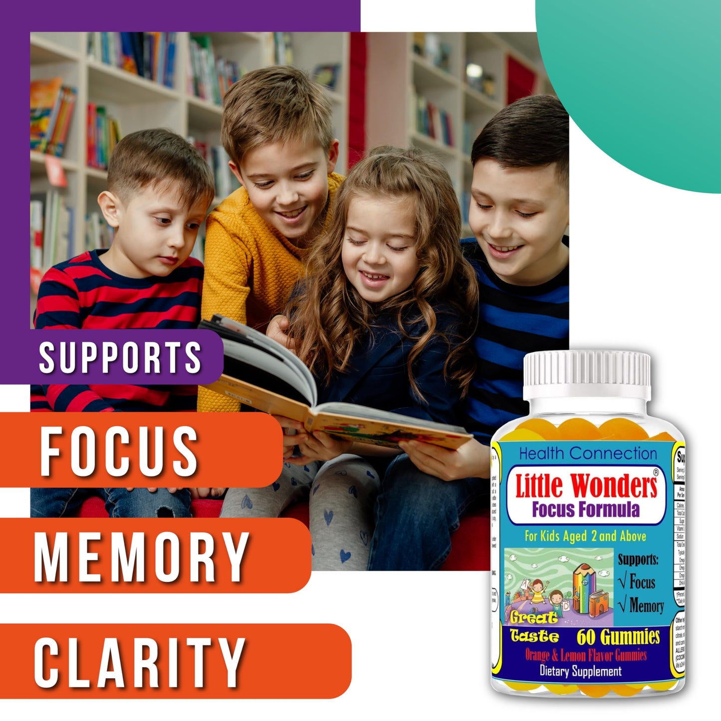 Celebrity LifeStyle Product Little Wonders Kids Omega 3 DHA Gummies Gummy 60 Count