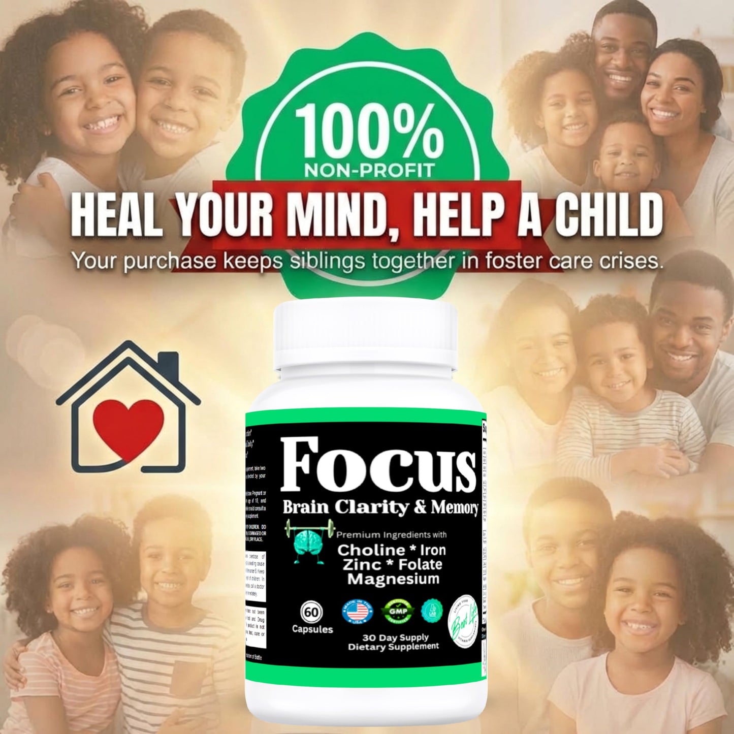 THIS LITTLE HOUSE OF MINE FOCUS Nootropic Brain Supplement for Memory, Sharp Alertness & Mental Clarity Tablet, 60 Count