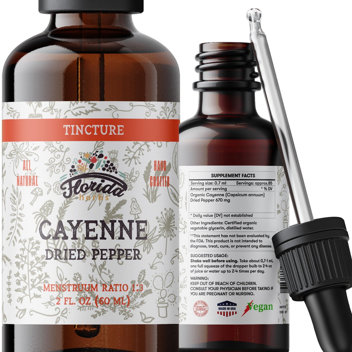 Florida Herbs Cayenne Tincture Extract, 2 Capsules