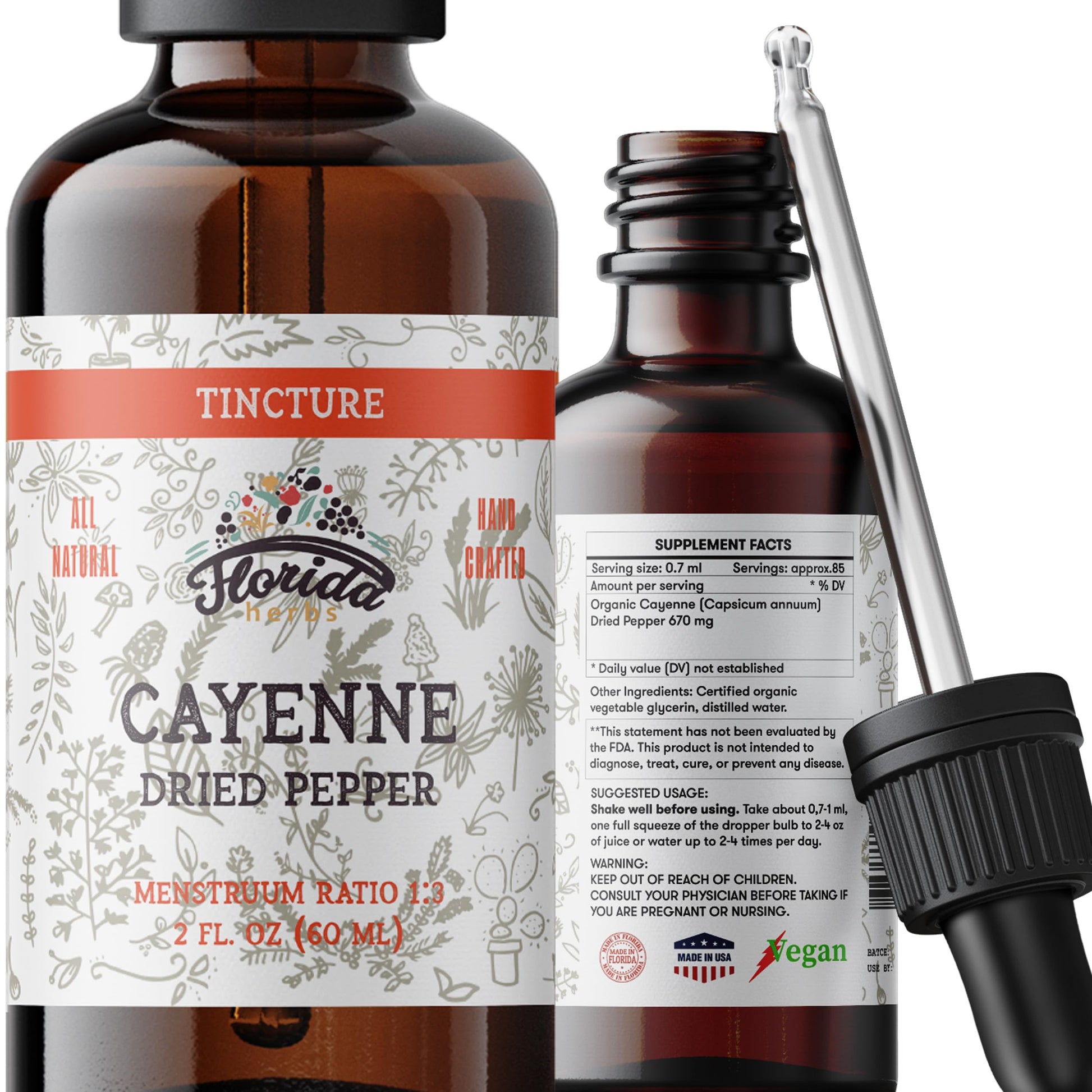 Florida Herbs Cayenne Tincture Extract, 2 Capsules