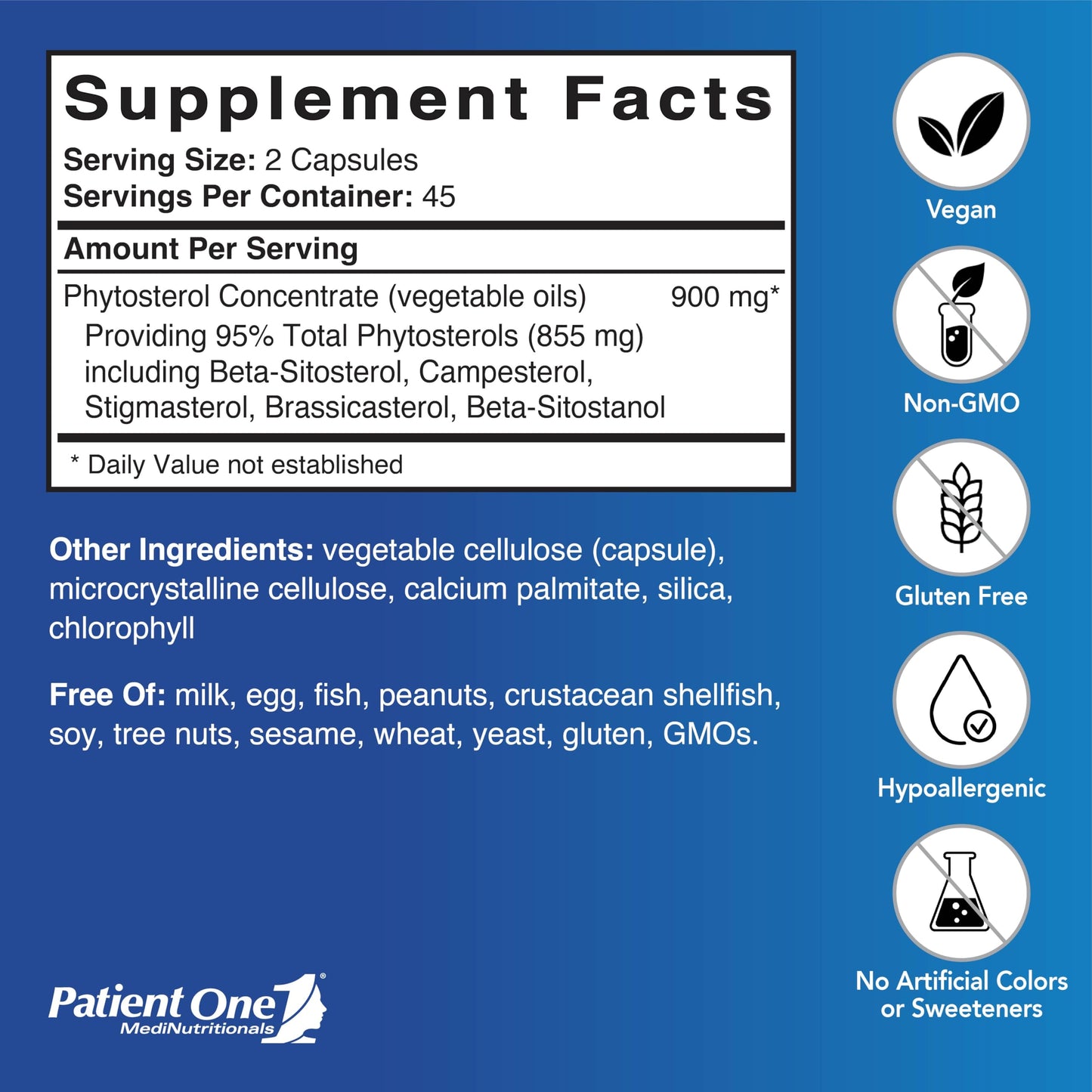 Patient One Phytosterol Complex 900 mg Plant Sterol Supplement Capsule 90 Capsules
