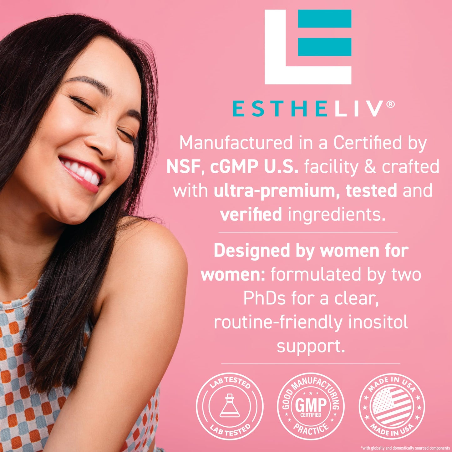 ESTHELIV Optimal Ovarian Health Myo-Inositol + D-Chiro & PQQ Capsules 120