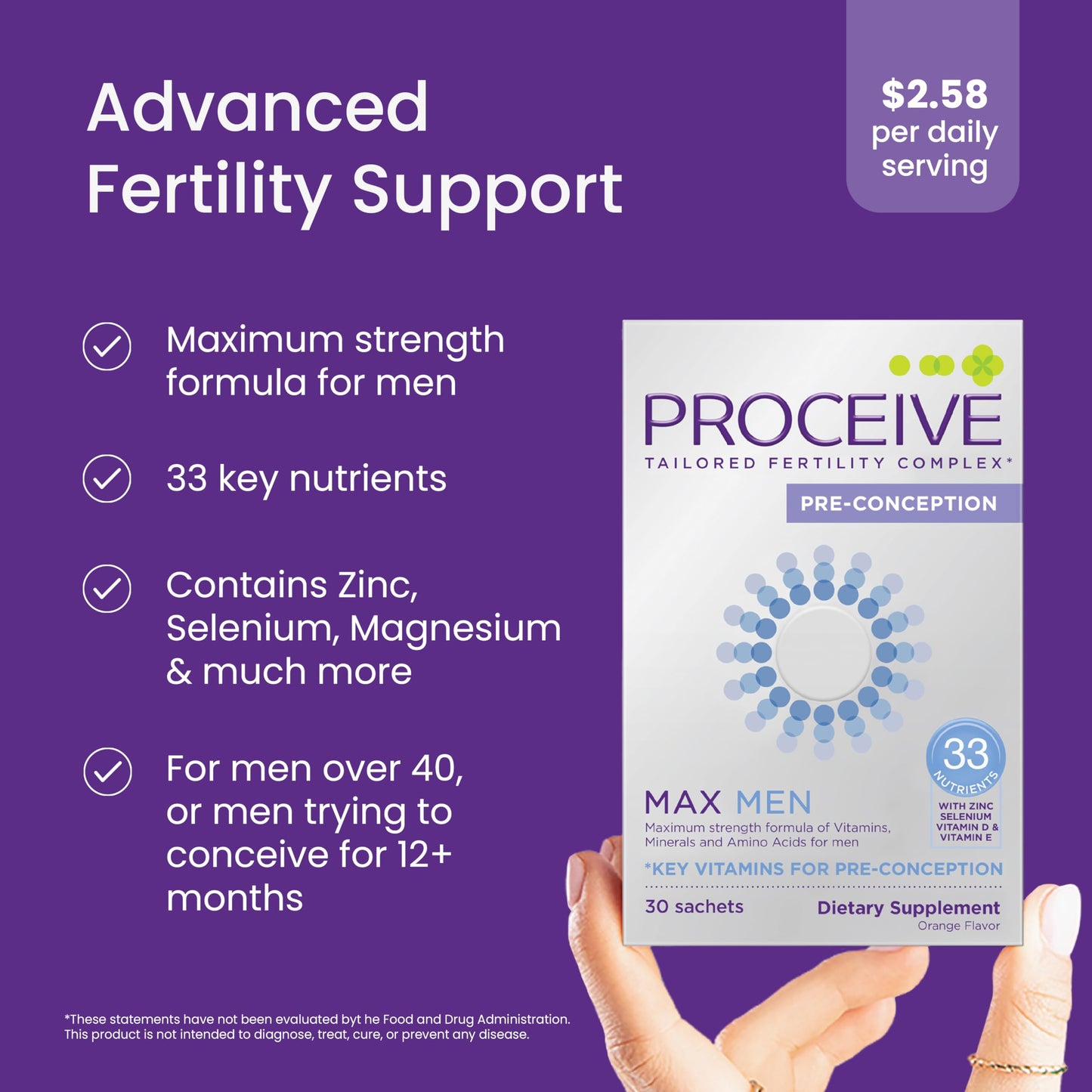 Proceive Max Tailored Fertility Supplement for Men Powder 7.17 Ounce