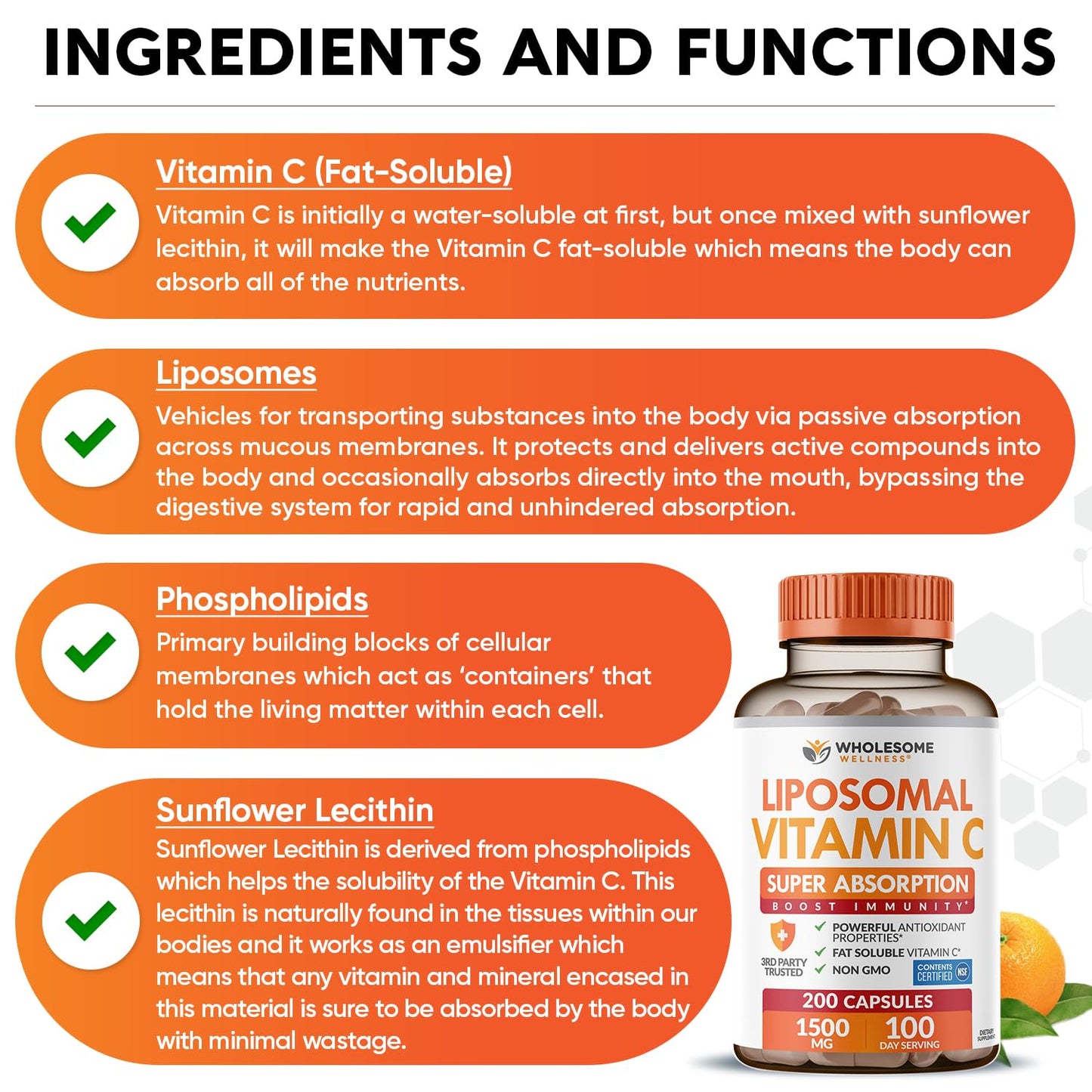 Wholesome Wellness Liposomal Vitamin C Capsules, 200 Count