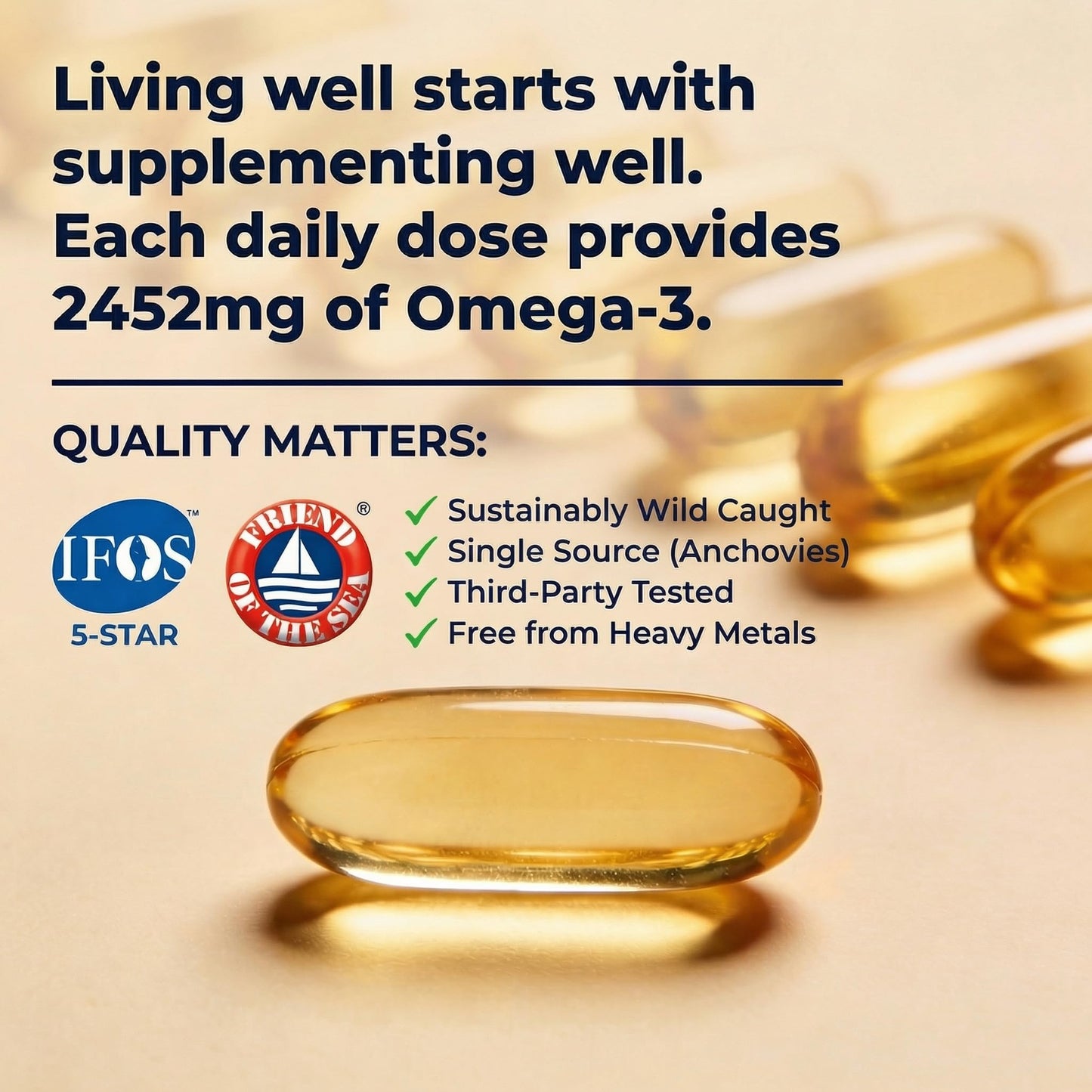 AQUA OMEGA 3X Extra Strength Omega-3 Fish Oil Softgels, 120 Count