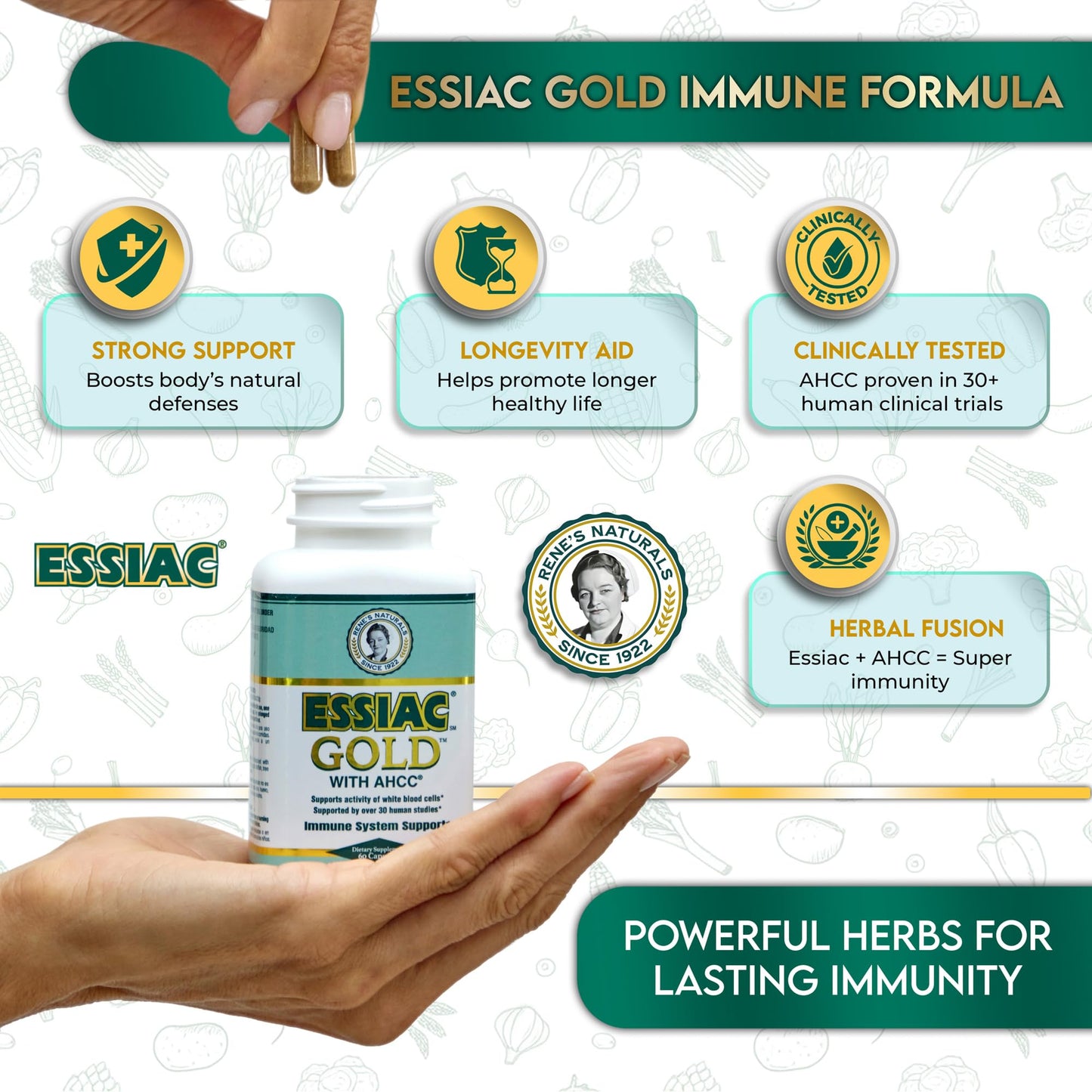 Essiac Essiac Gold with AHCC Premium Immune System Booster Capsule, 60 Capsules