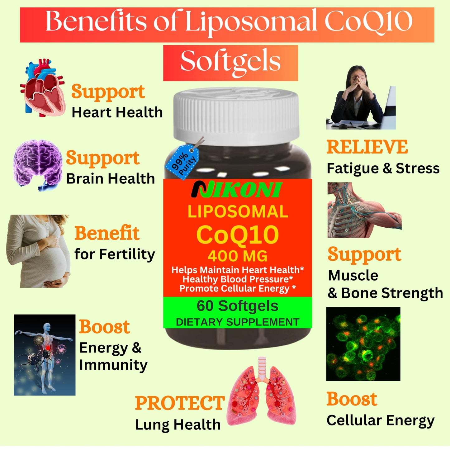 Nikoni Liposomal CoQ10 400 mg Softgel, 60 Softgels