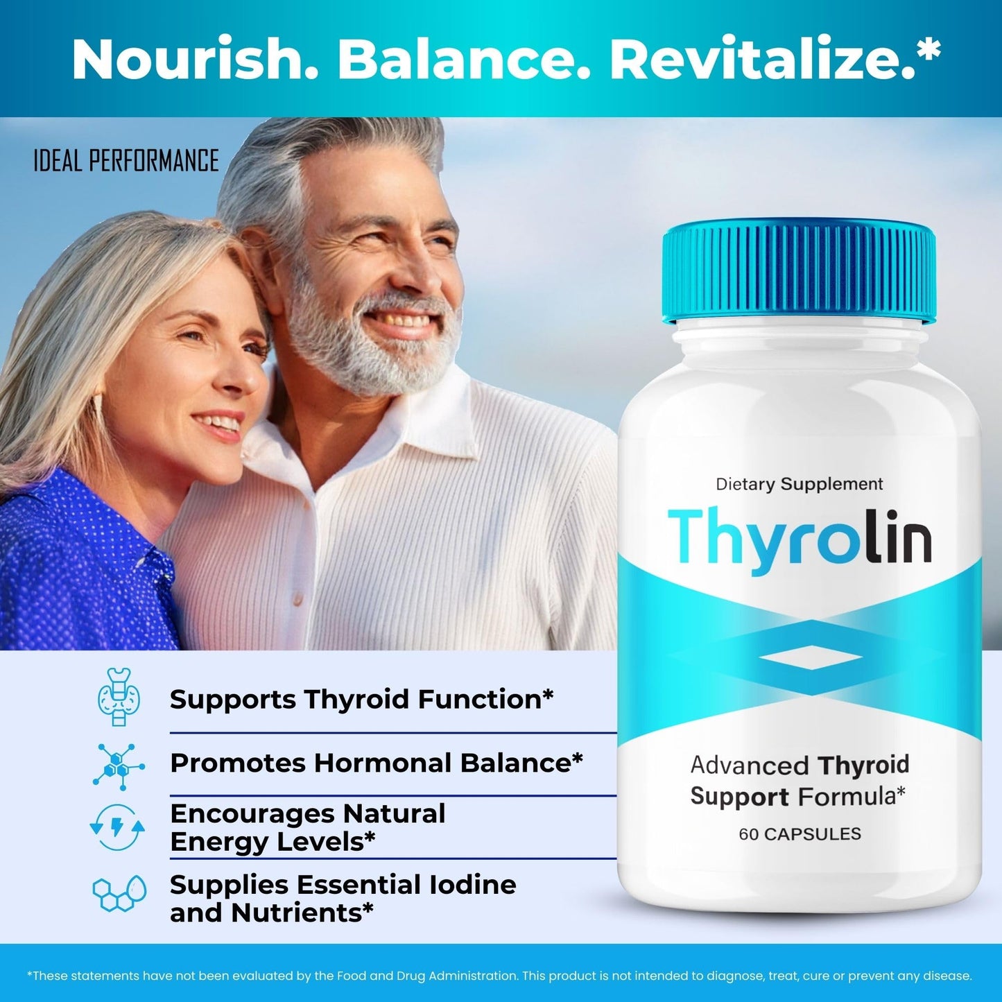 IDEAL PERFORMANCE Thyrolin Thyroid Support Capsules 60 Count