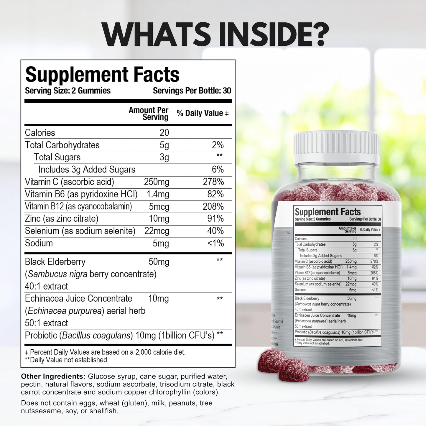 Viteey Multivitamin Gummies 8-in-1 Immune Support with Probiotics, 60 Gummies
