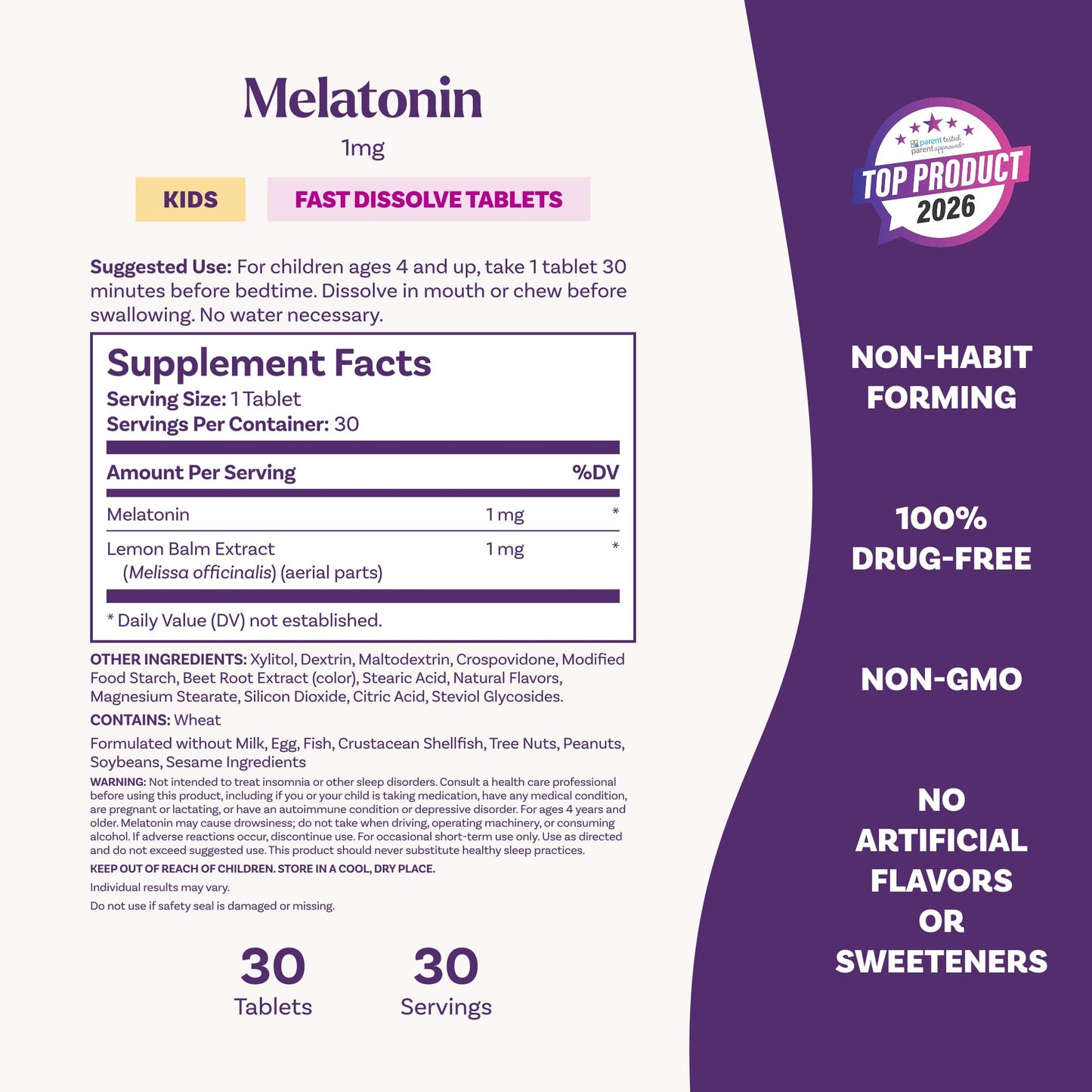 Natrol Kids Fast Dissolve Melatonin 1 mg Tablets, 30 Count
