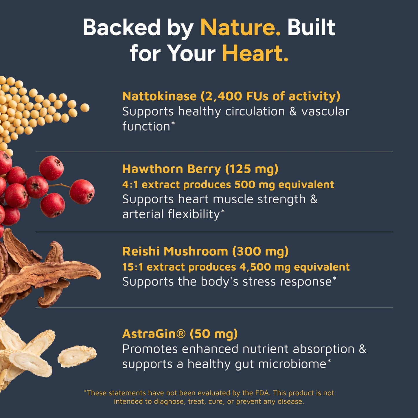 Melody Heart Tune 4 in 1, Adaptogenic Herbal Supplement, Nattokinase Capsules, 60