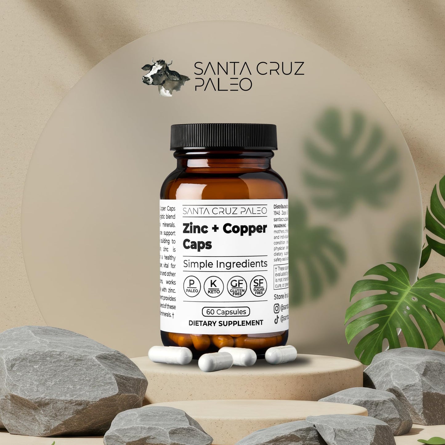 Santa Cruz Paleo Zinc & Copper Mineral Supplement Capsule, 60 Capsules