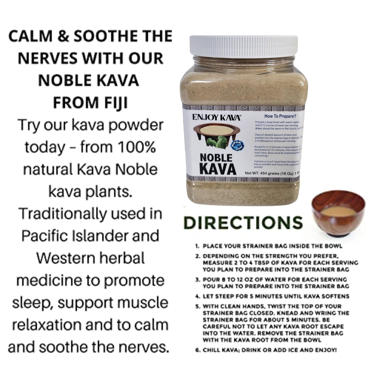 Enjoy Kava Noble KAVA Herbal Supplement for Relaxation Powder, 1