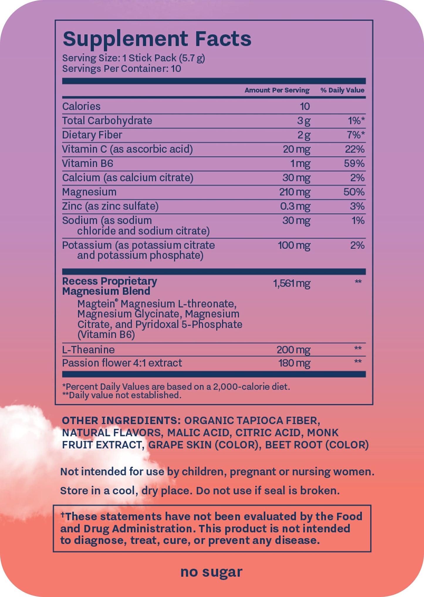 Recess Mood Powder Calming Magnesium L-Threonate Blend with Passion Flower, L-Theanine, Electrolytes, Magnesium Calm Support Supplement, 2 x 0.2 oz