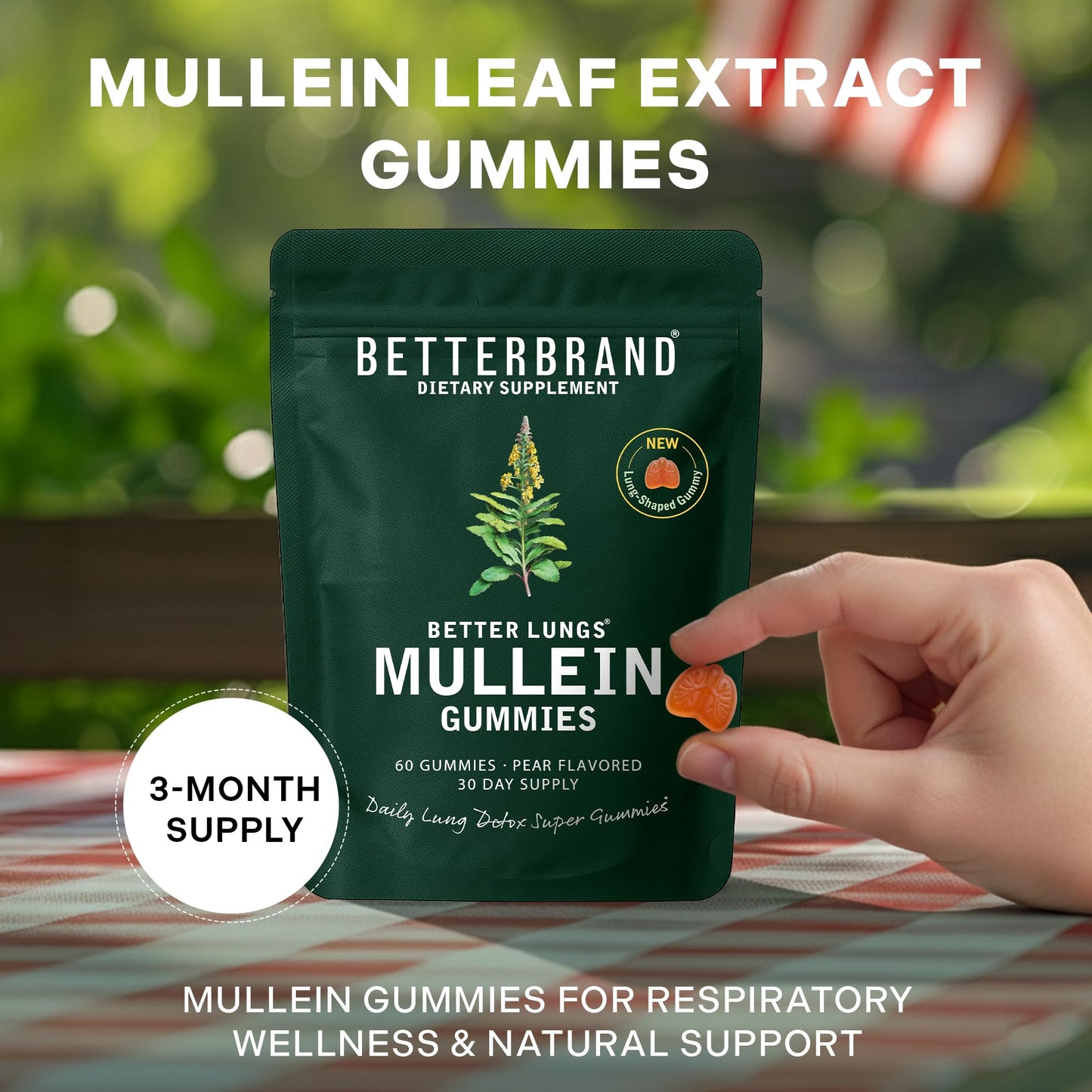 Betterbrand Mullein Chewable Gummies for Lung Cleanse and Detox, 180 Gummies