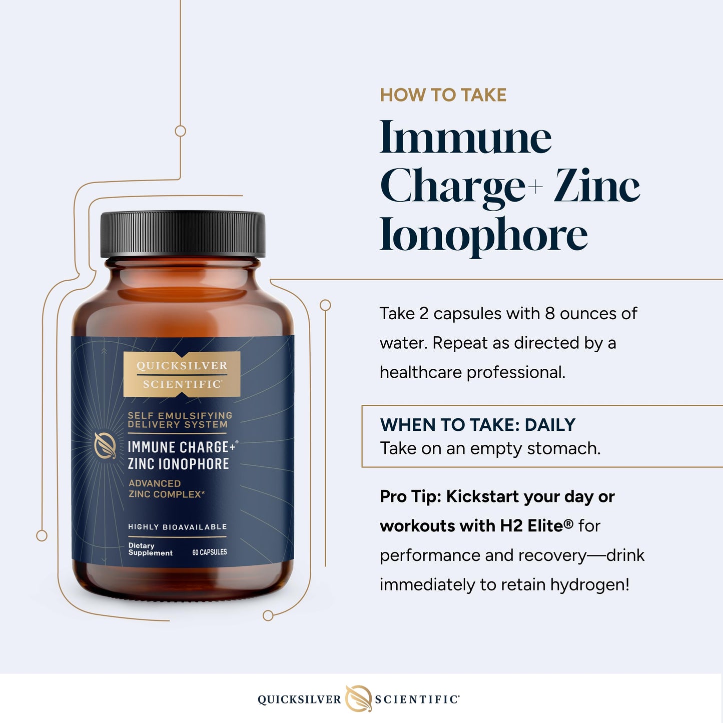 Quicksilver Scientific Immune Charge+ Zinc Ionophore Capsule, 60 Capsules