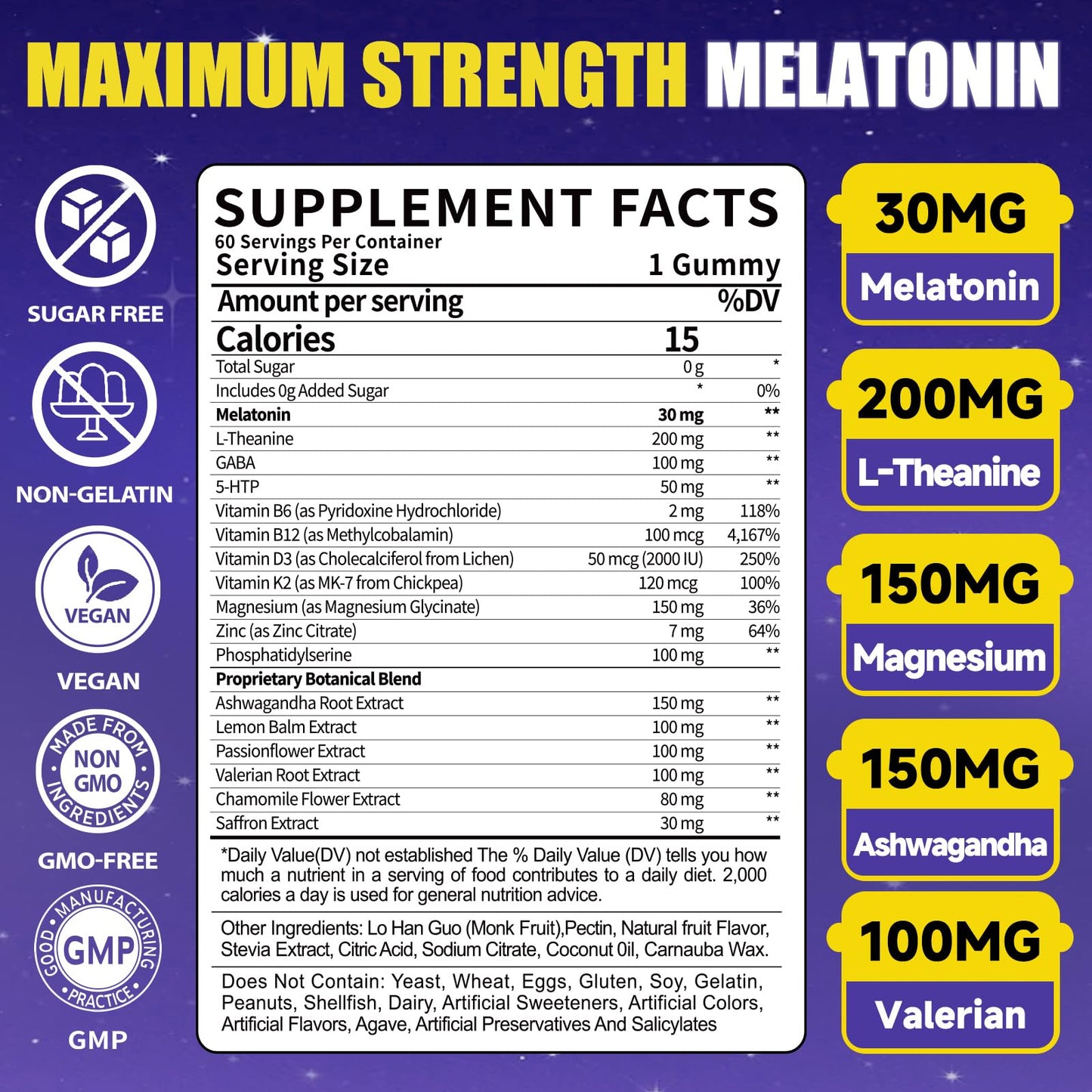 Fajeckma Melatonin Gummies Extra Strength 120 Count