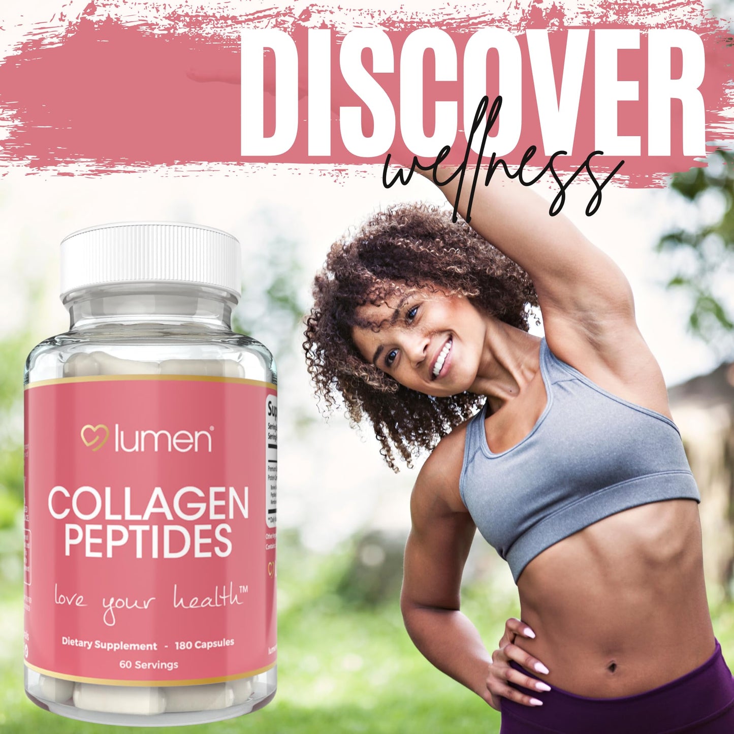Lumen Naturals Multi Collagen 1800mg Complex for Women – Beauty & Protein Support – Multi-Type Collagen Blend – Non-GMO, Gluten-Free Formula Capsules, 180 Count