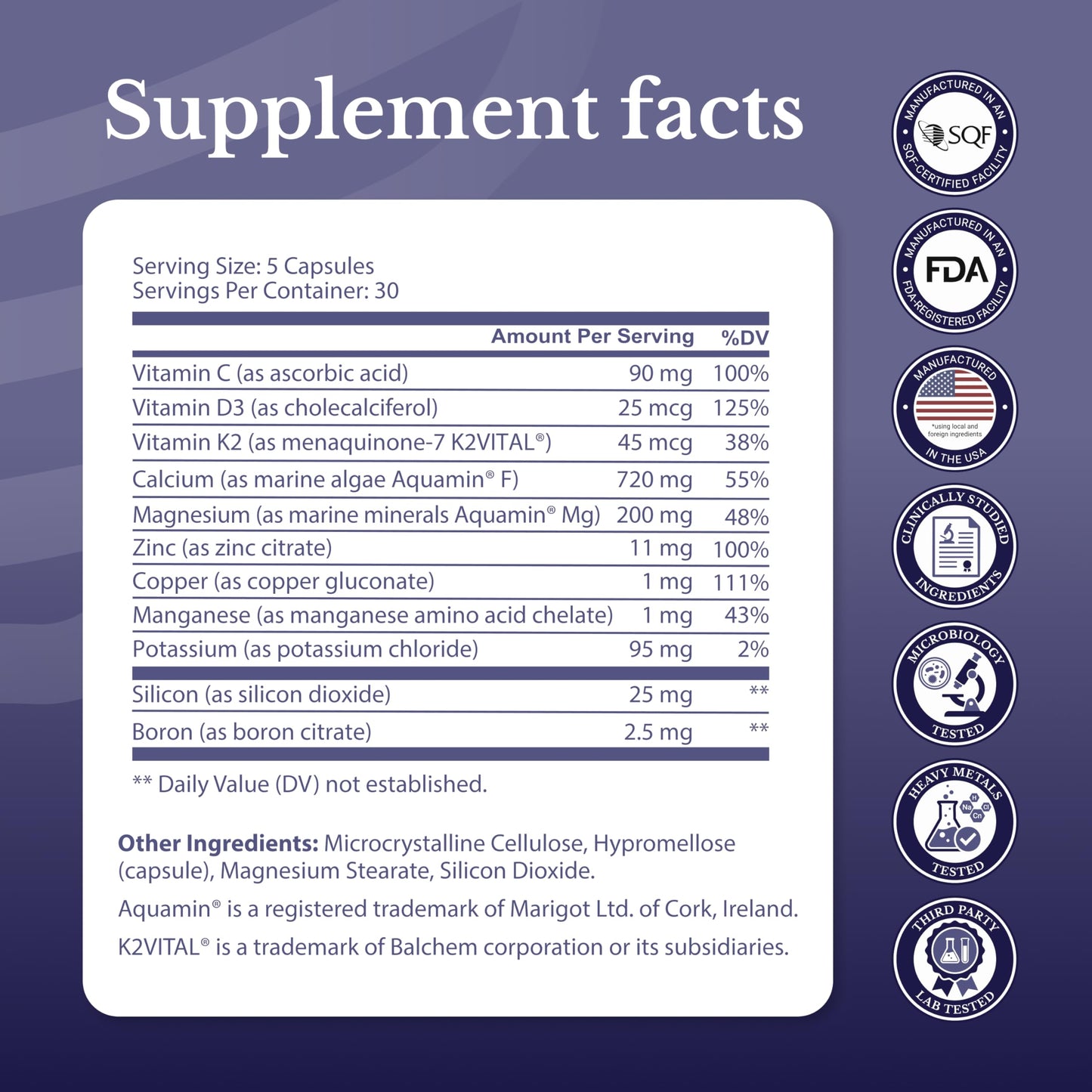 NATION HEALTH MD Bone Complex Calcium Supplement with Calcium D3 K2 & Magnesium for Women and Men Plant-Based Bone Health Support Capsules, 150