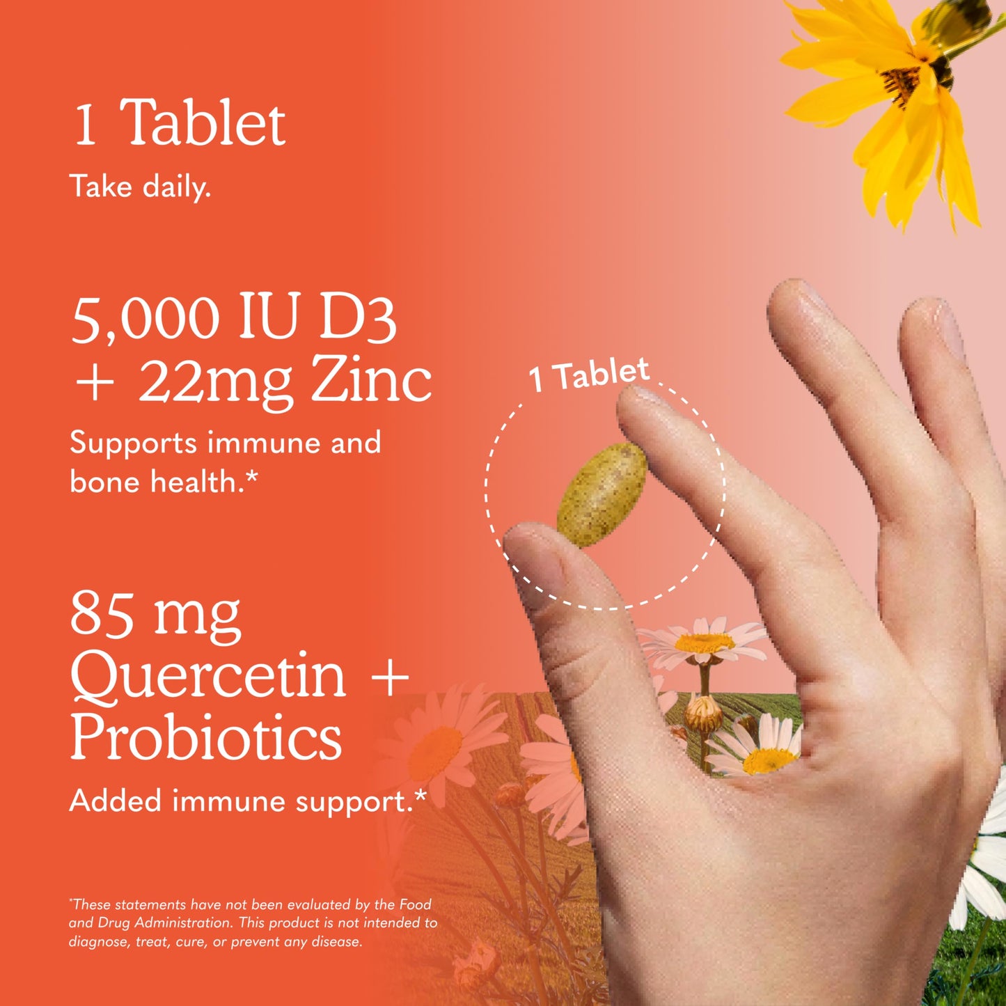 Garden of Life Dr. Formulated Vitamin D3 & Zinc Quercetin Once Daily Supplement Tablets 30