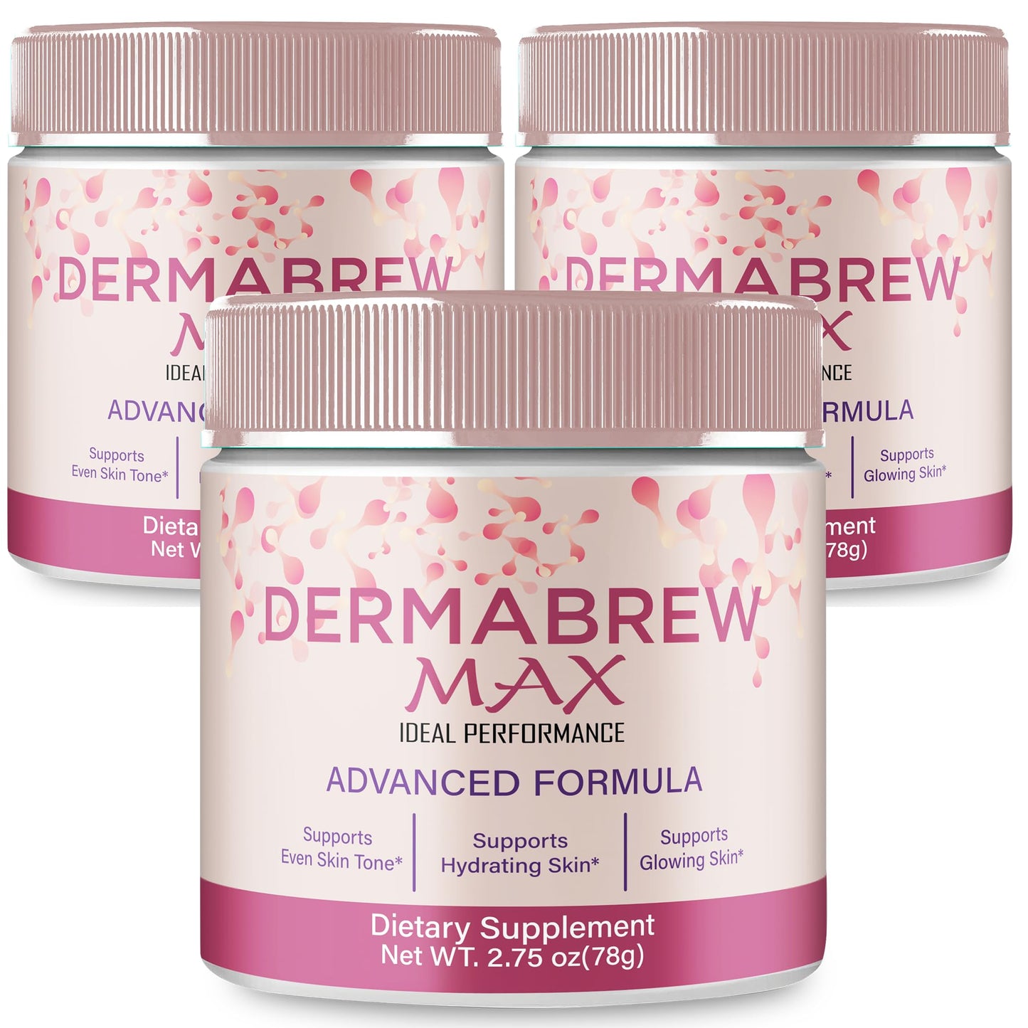 IDEAL PERFORMANCE DermaBrew Max Powder 8.25 Ounces (Pack of 3)