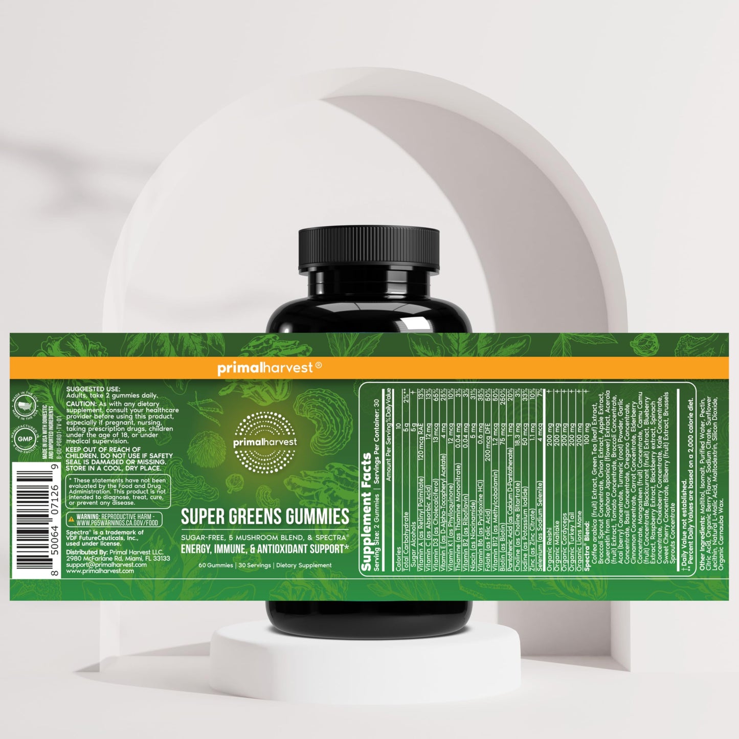 Primal Harvest Super Greens Gummies 60 Count