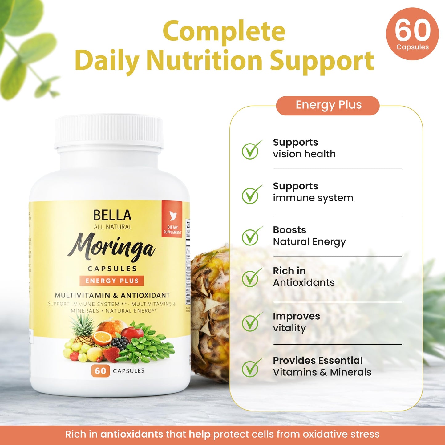 Bella All Natural Moringa Capsules Capsule 60 Count