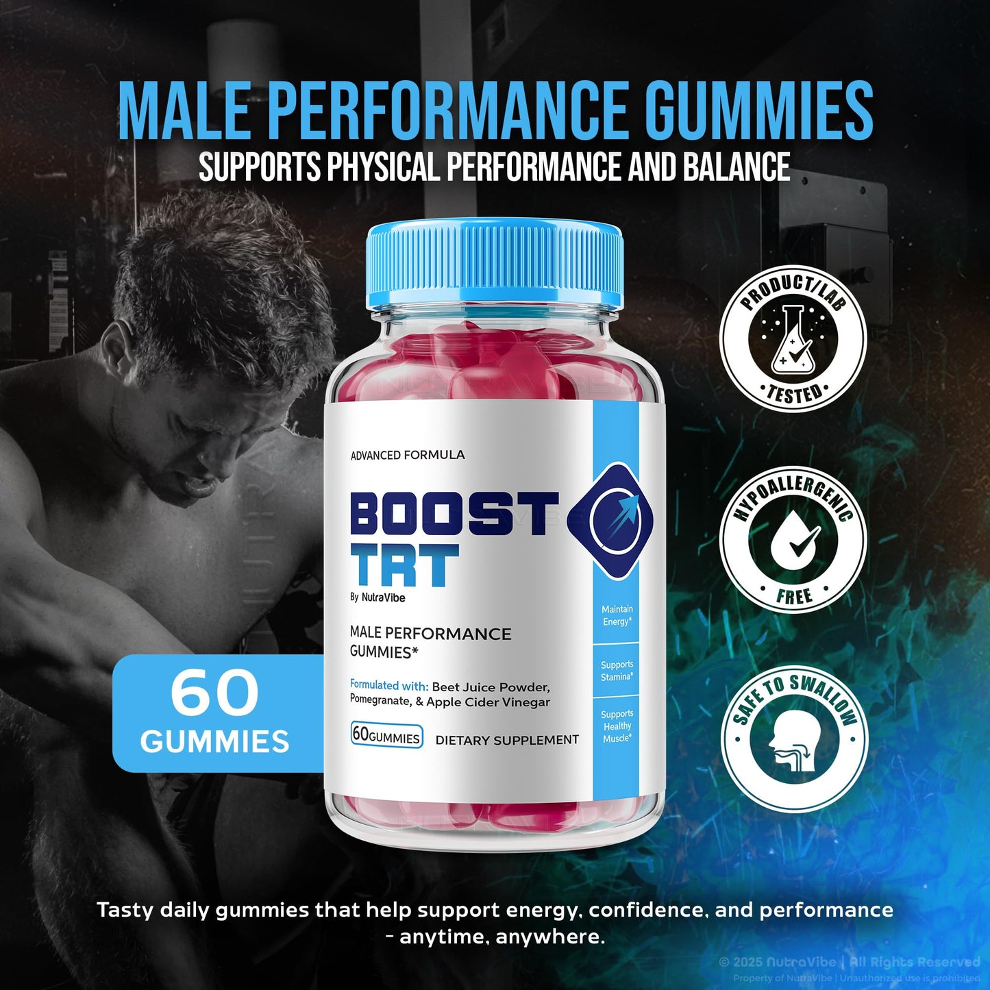 NutraVibe Boost TRT Gummies 120 Gummies