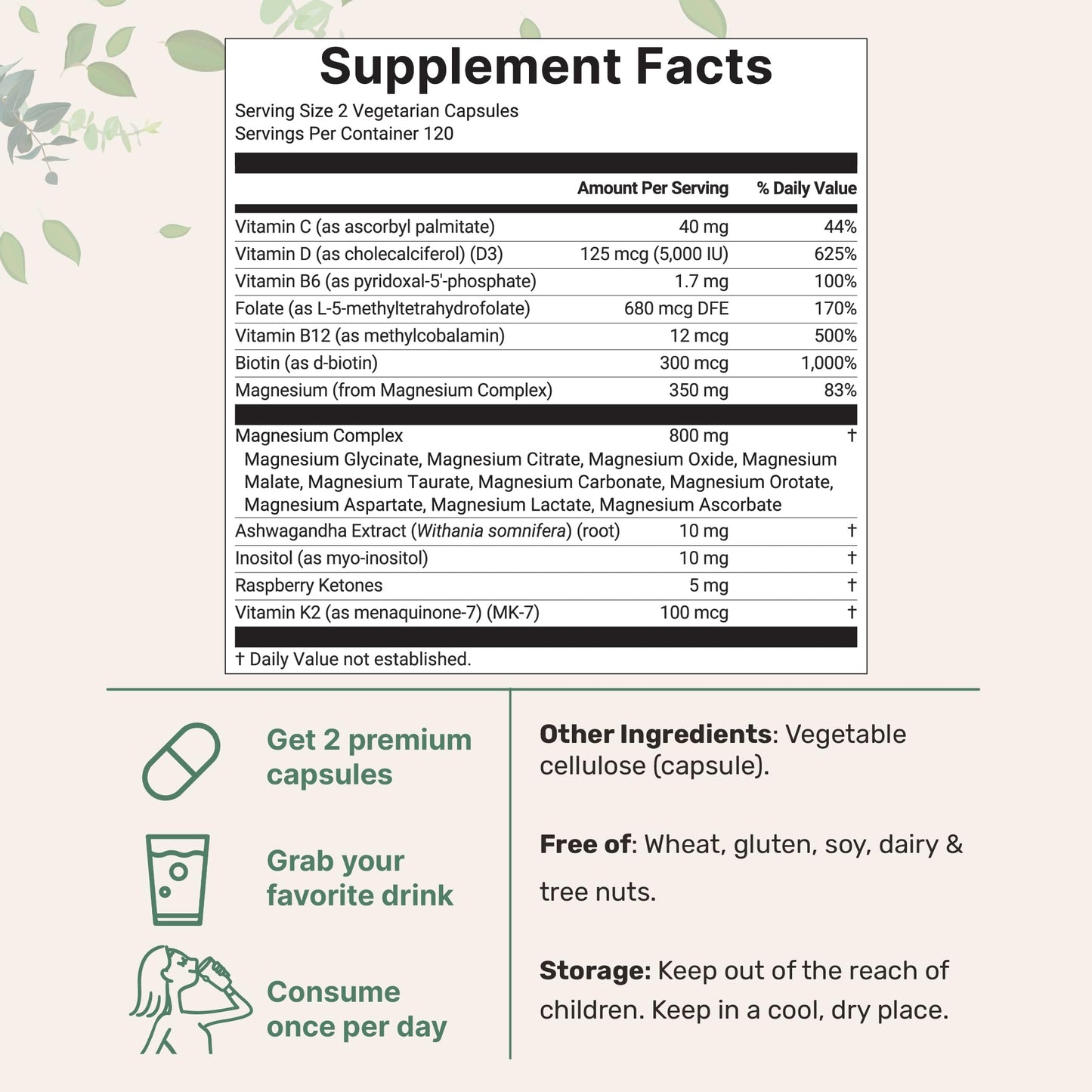 Micro Ingredients Magnesium Complex for Women Capsule, 240 Vegetarian Capsules