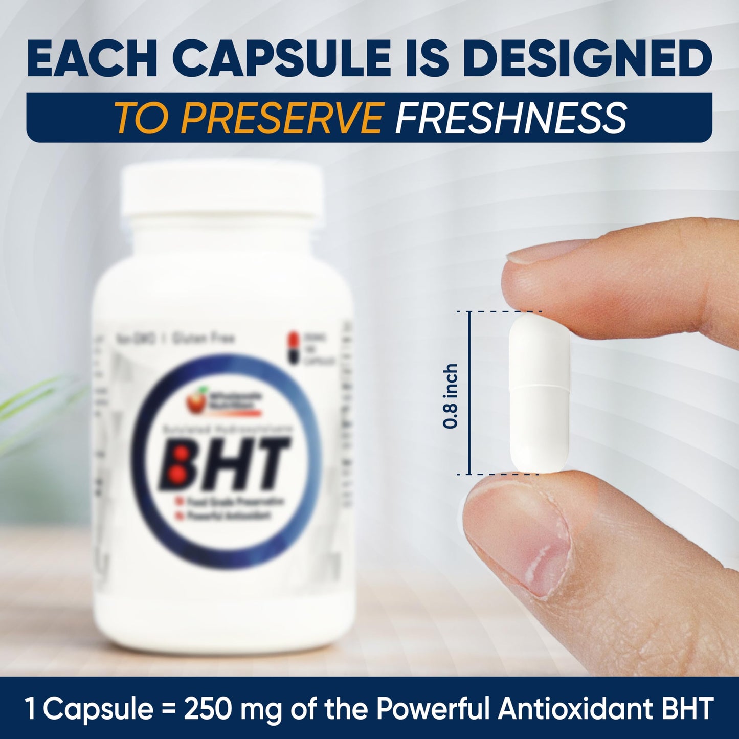 Wholesale Nutrition BHT 250mg Potent Antioxidant Non-GMO, Gluten-Free, 180 Capsules