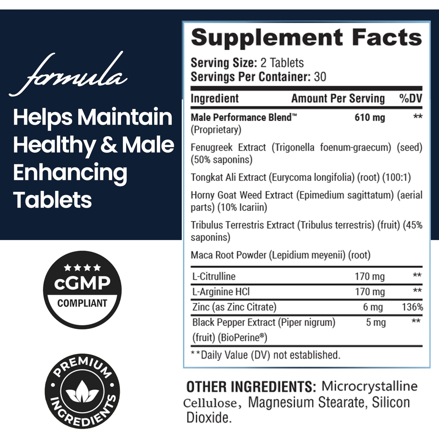 TESTO BIOGEN Male Enhancing Supplement Tablets, 60 Count
