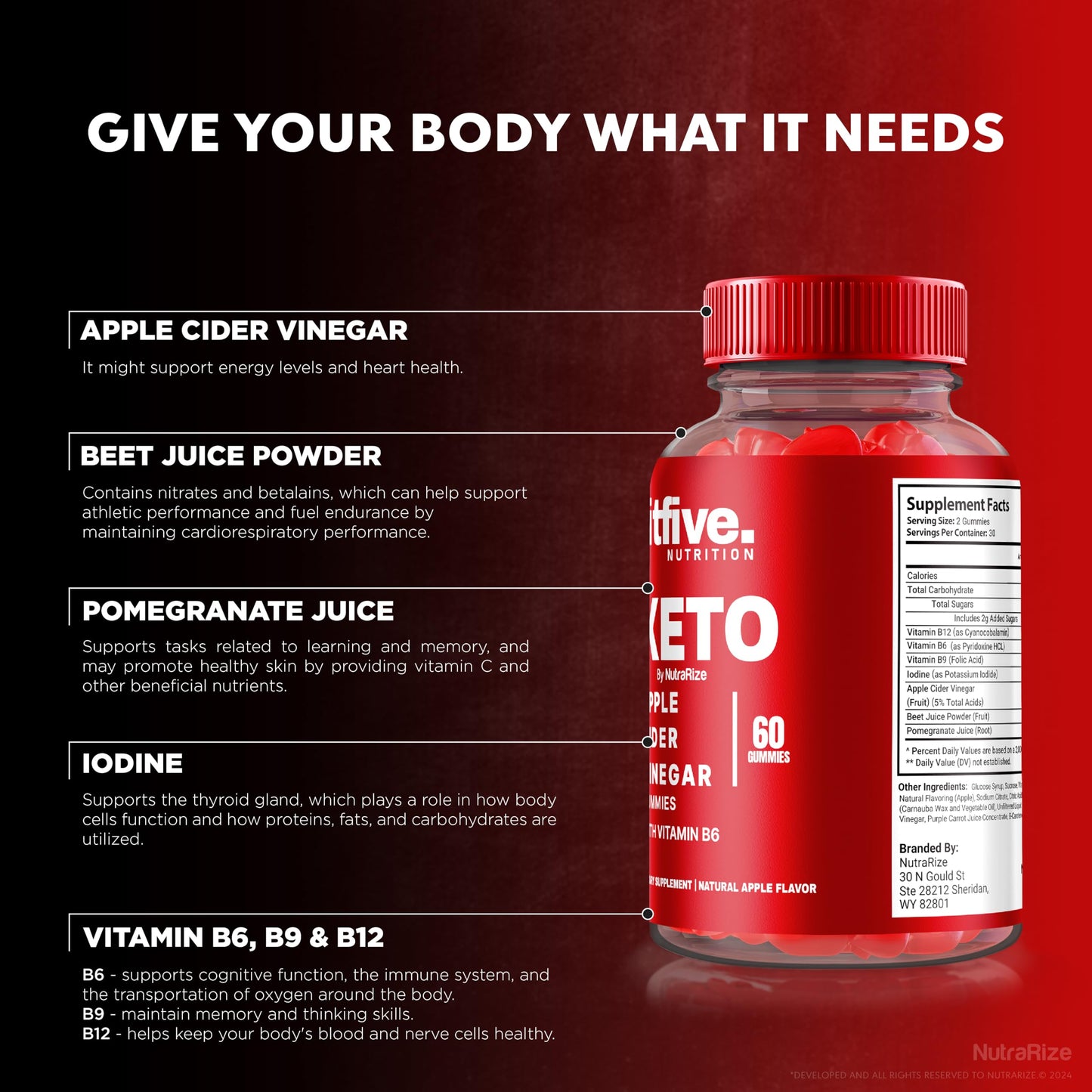 NutraRize Keto ACV Gummies, 120 Gummies